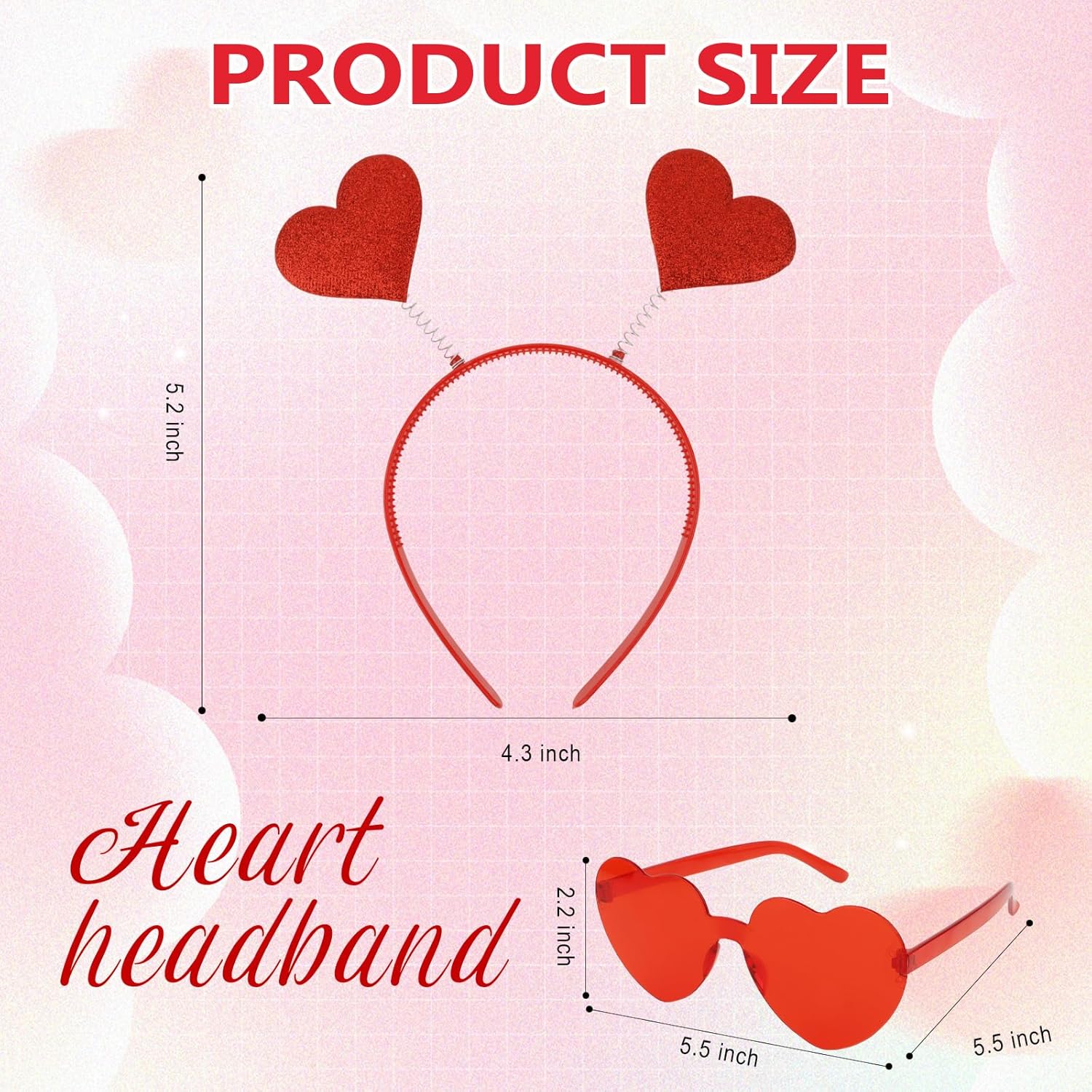 GAFATORY Heart Headband and Sunglasses Set 1