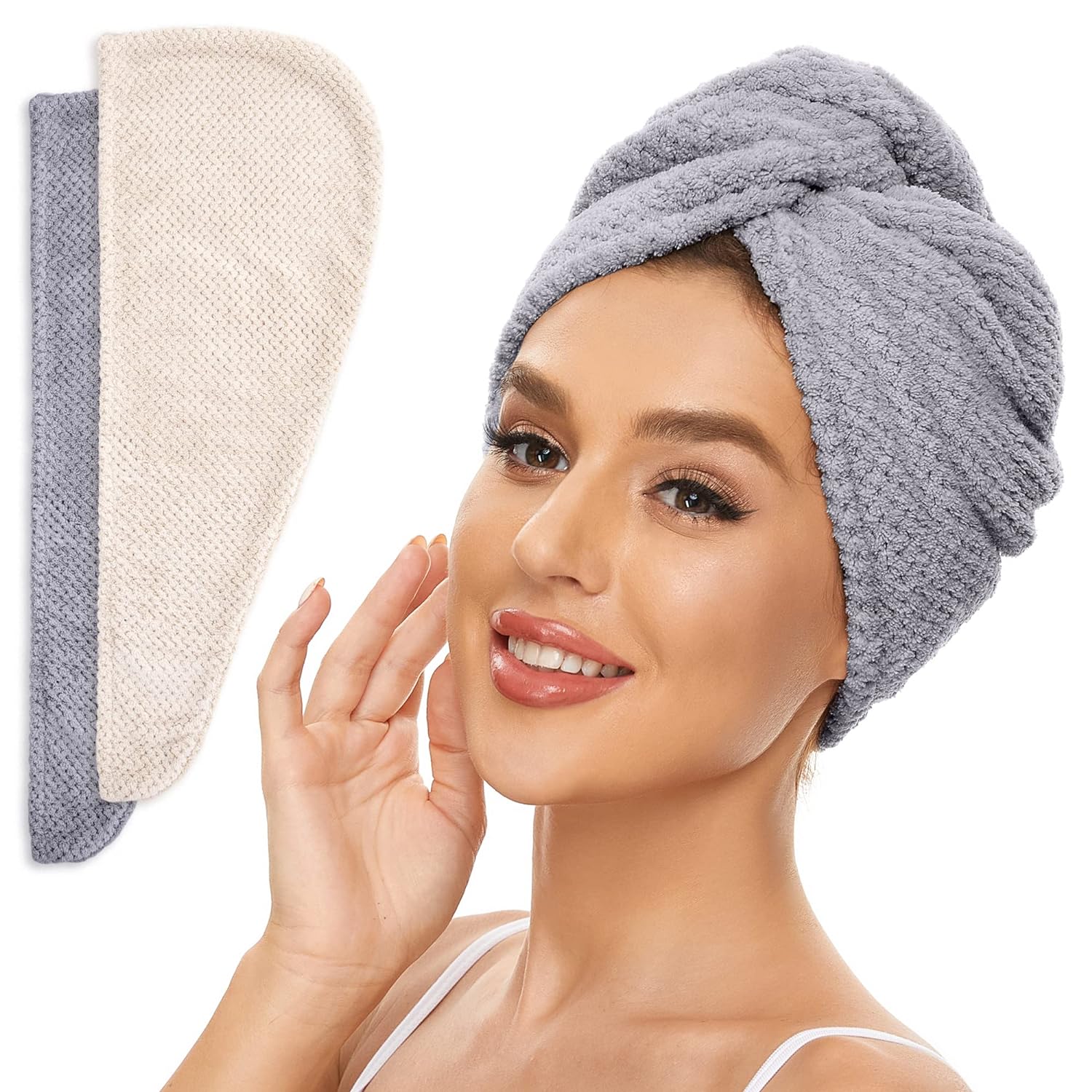 SimpleField 2 Pack Microfiber Hair Towel Wrap