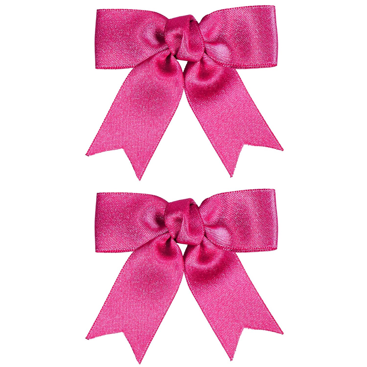 KCHIES Glitter Hot Pink Hair Bow Clips 3 Handmade Pair