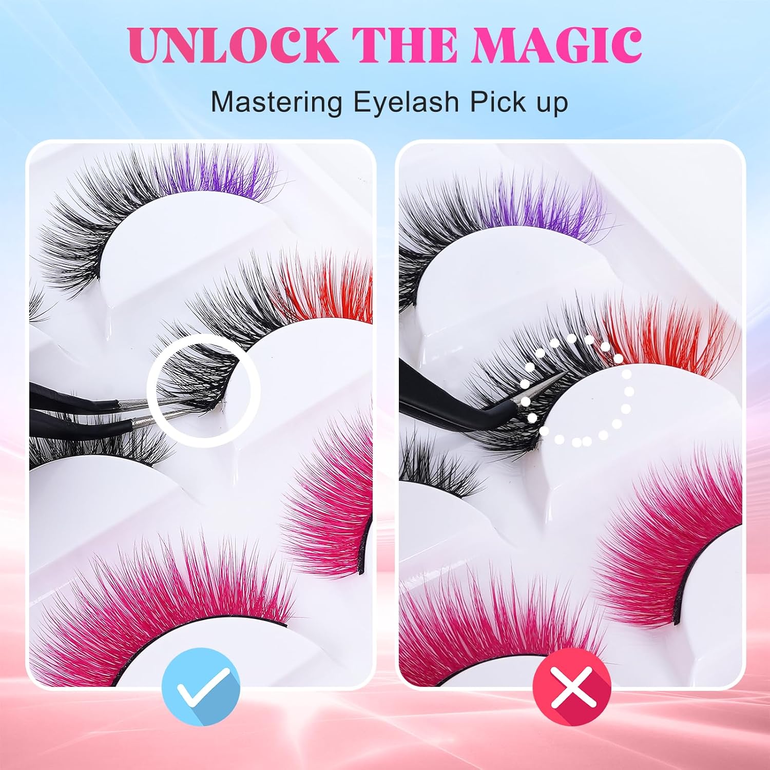 Halloween Colored Eyelashes 5 Pairs Faux Mink