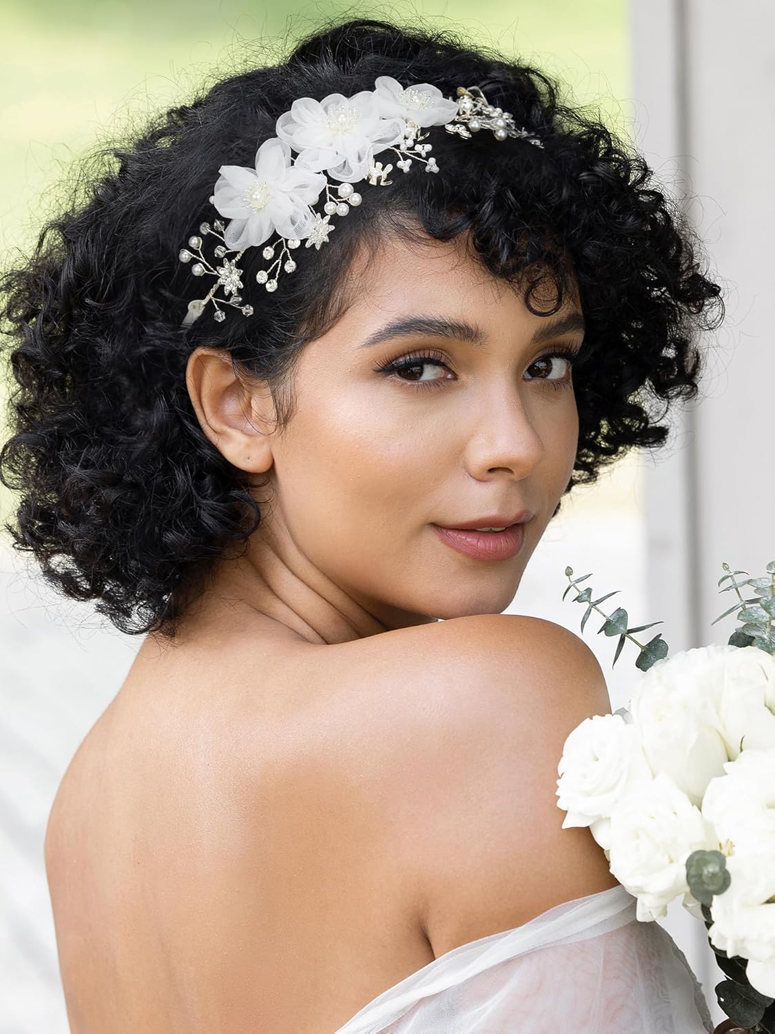 SWEETV Silver Rhinestone Wedding Headband for Bride