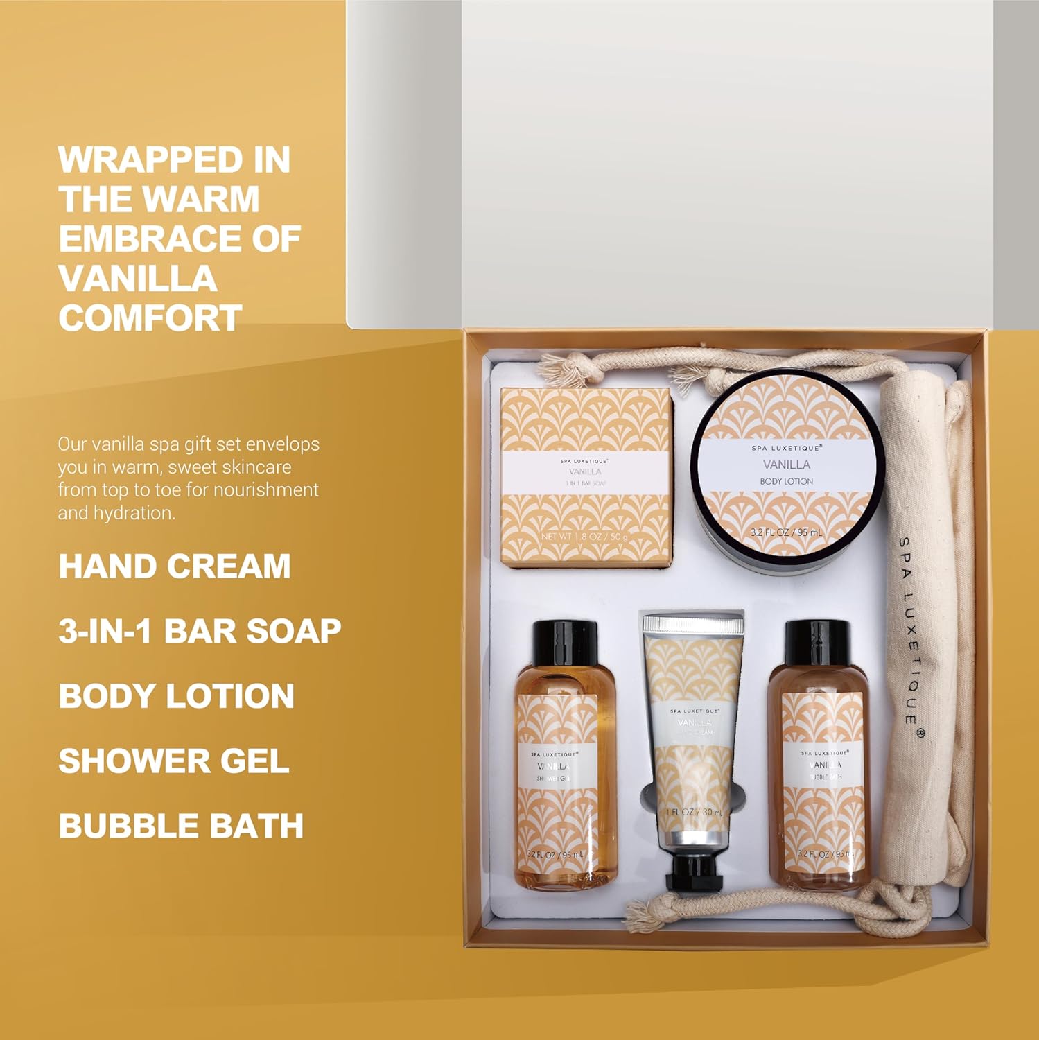Spa Luxetique 6pc Vanilla Bath Set for Women