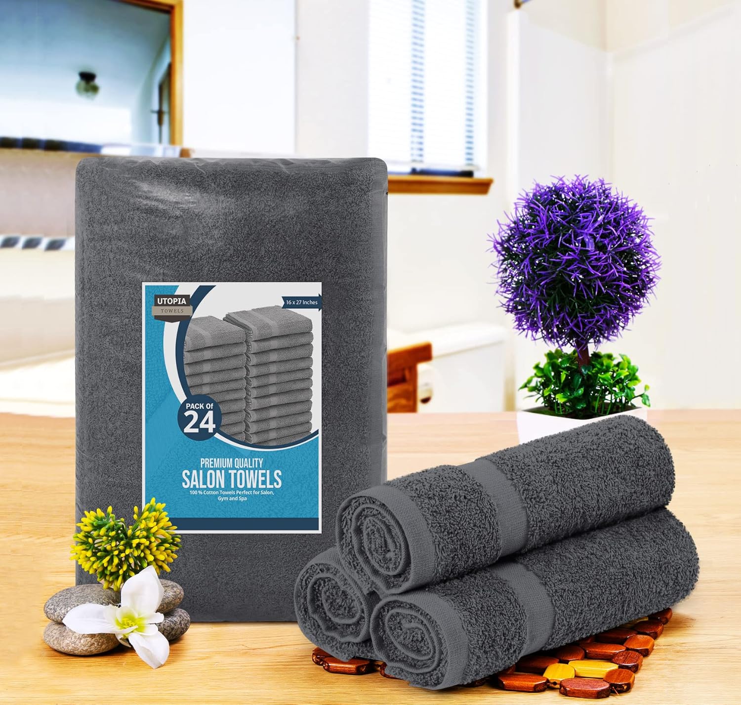 Utopia Towels 24-Pack Salon Towels 16x27 Inches Grey