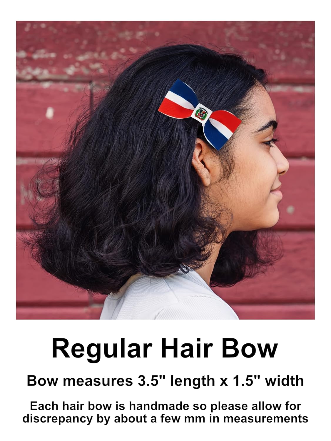 Dominican Republic Flag Hair Bows with Clips for Girls and Toddlers