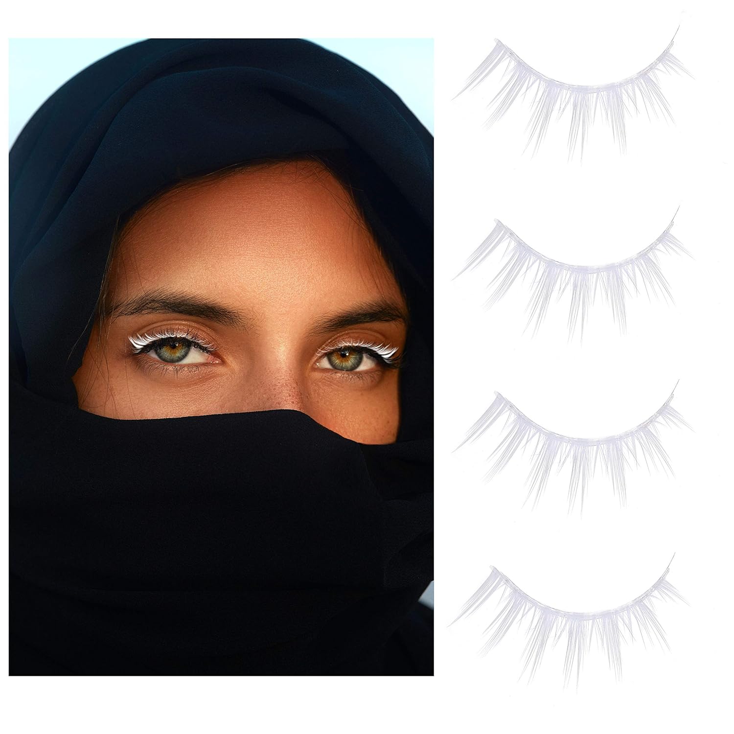 Kare Kind White False Eyelashes - 2 Pairs Lightweight Natural Looking