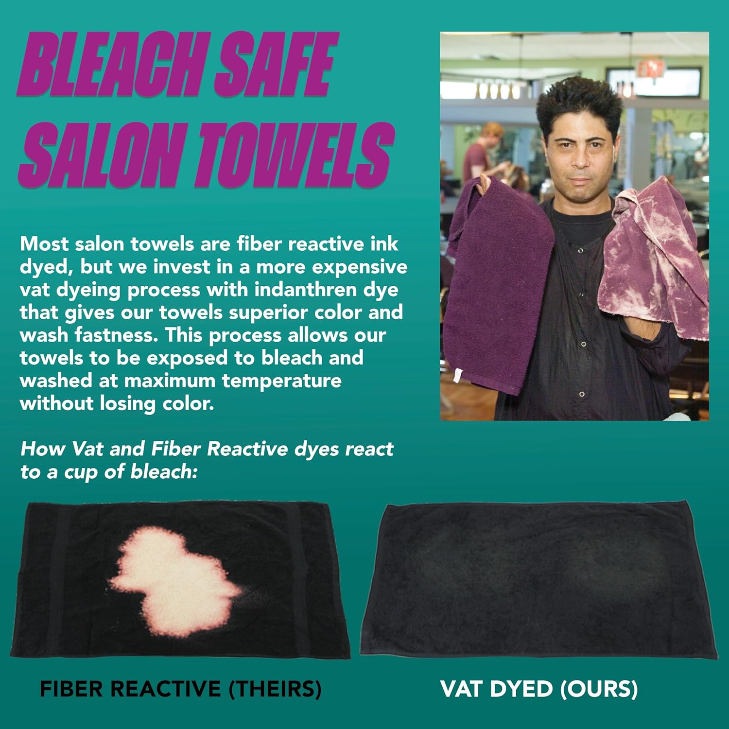 Arkwright Bleach Proof Salon Towels - 12 Pack 16x27in Black