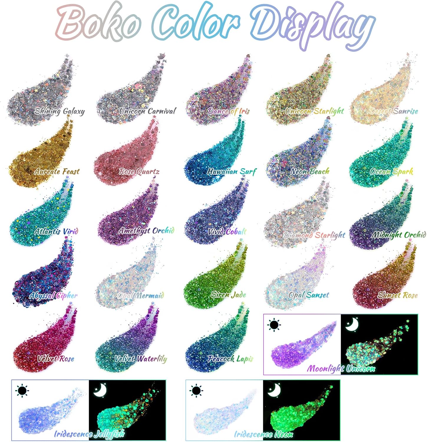 Boko Body Glitter Gel Green 176oz Chameleon Sequins