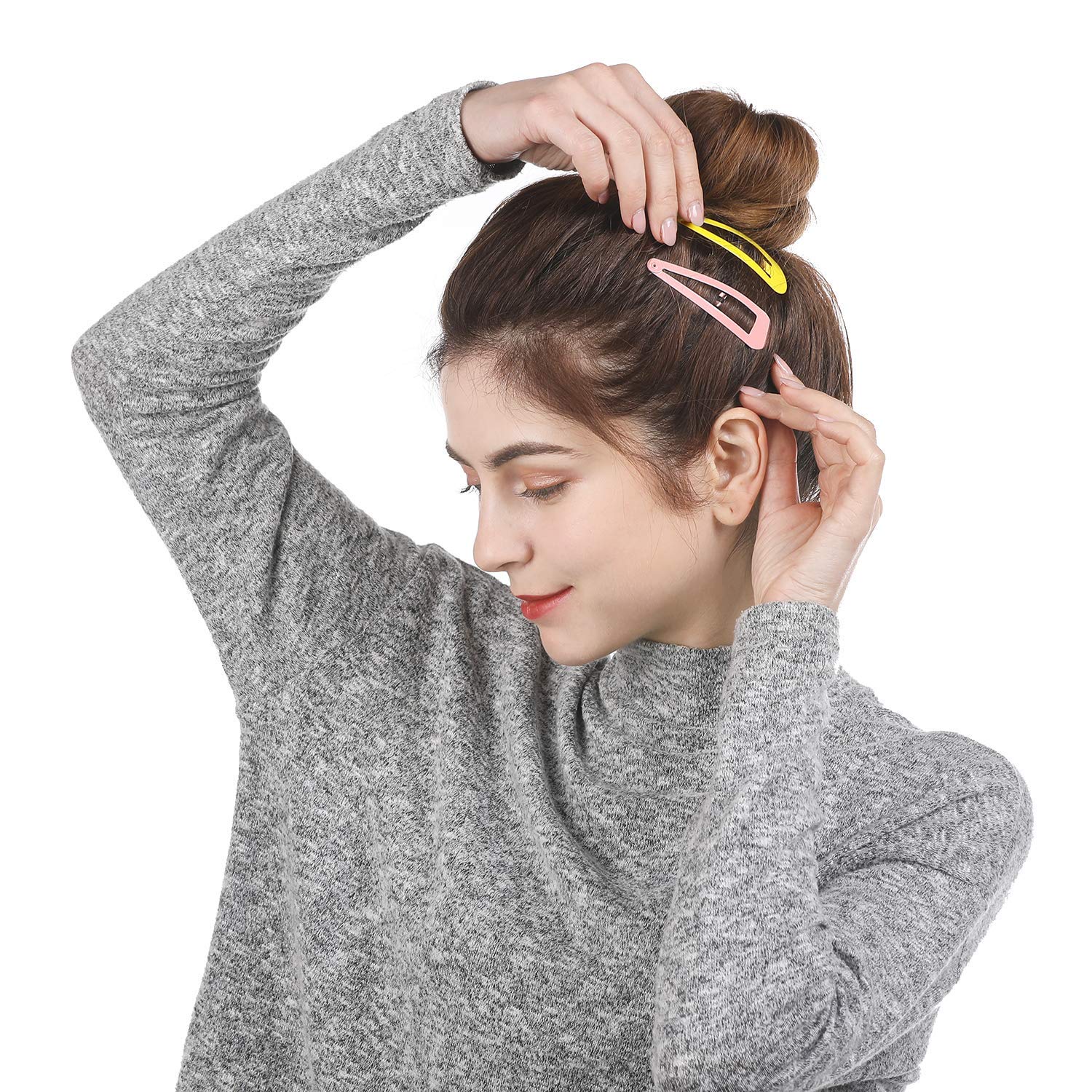 Funtopia 40 Pcs Snap Hair Clips No Slip Metal