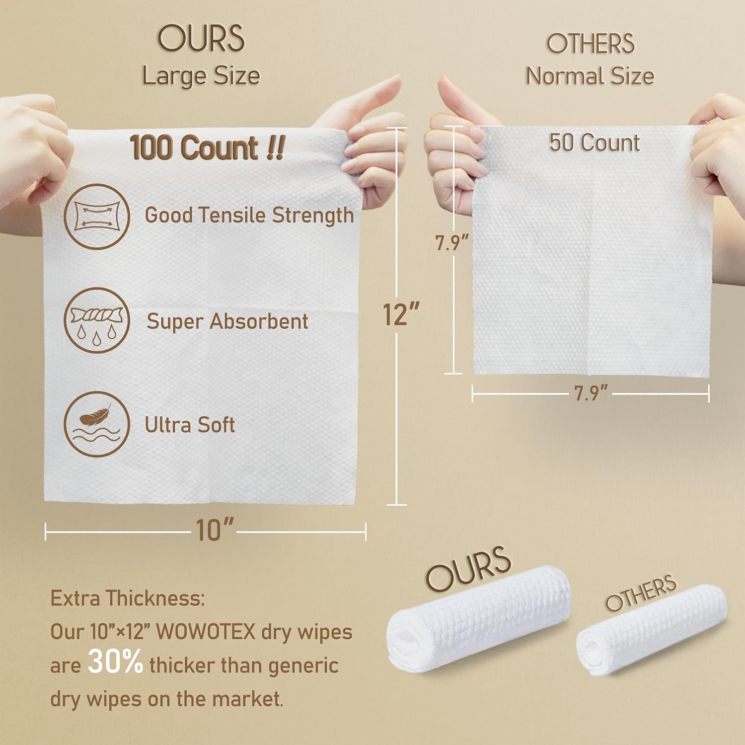 WOWOTEX Luxe Bamboo Towel Container with 100 Biodegradable Face Towels 1