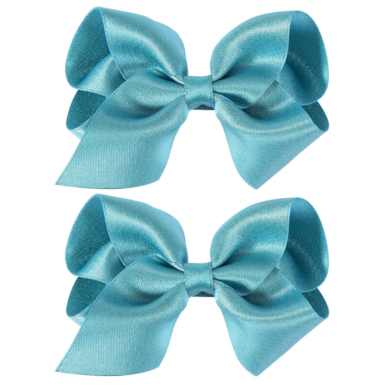 4 Inch Shiny Glitter Ribbon Hair Clips for Girls and Women
