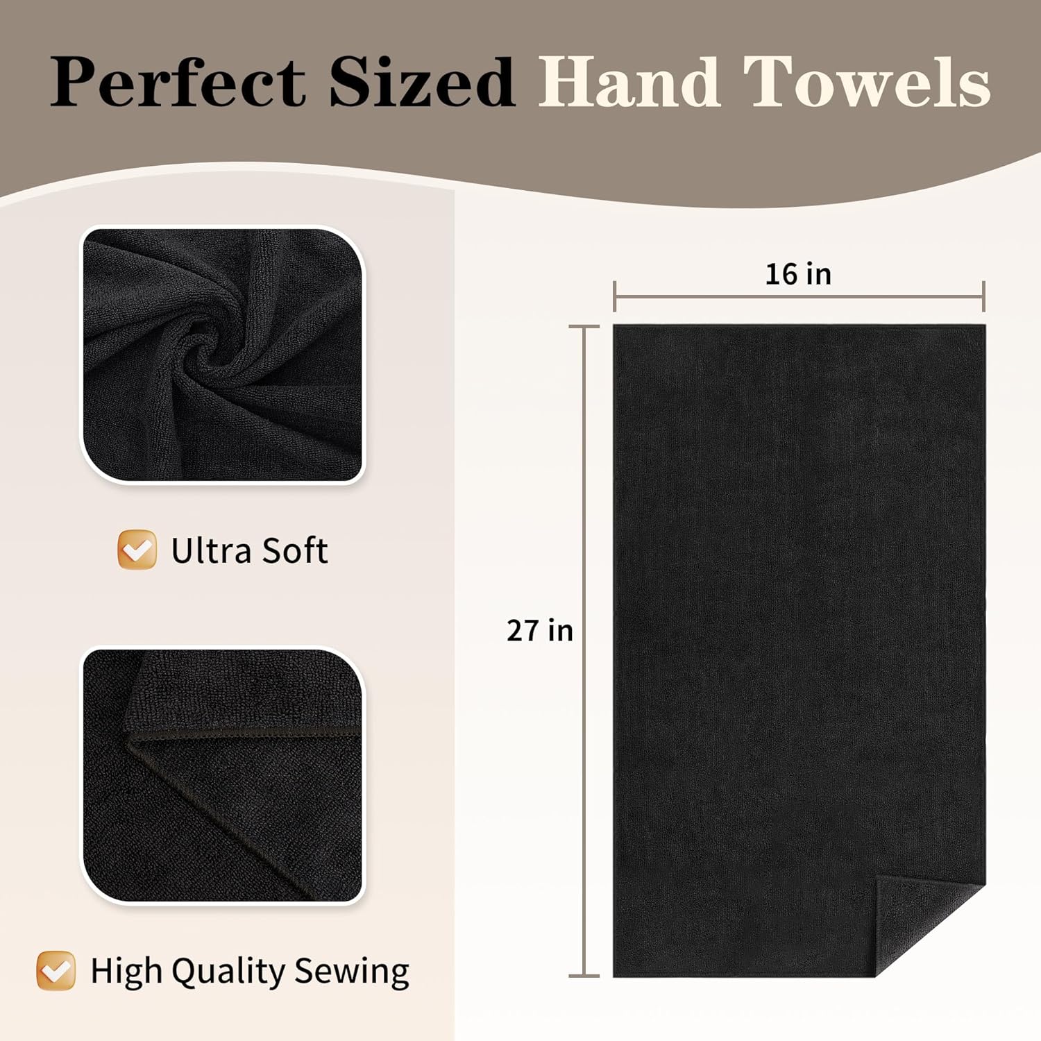 Fixsmith Salon Towels 12 Pack Black Microfiber Hair Drying Towels