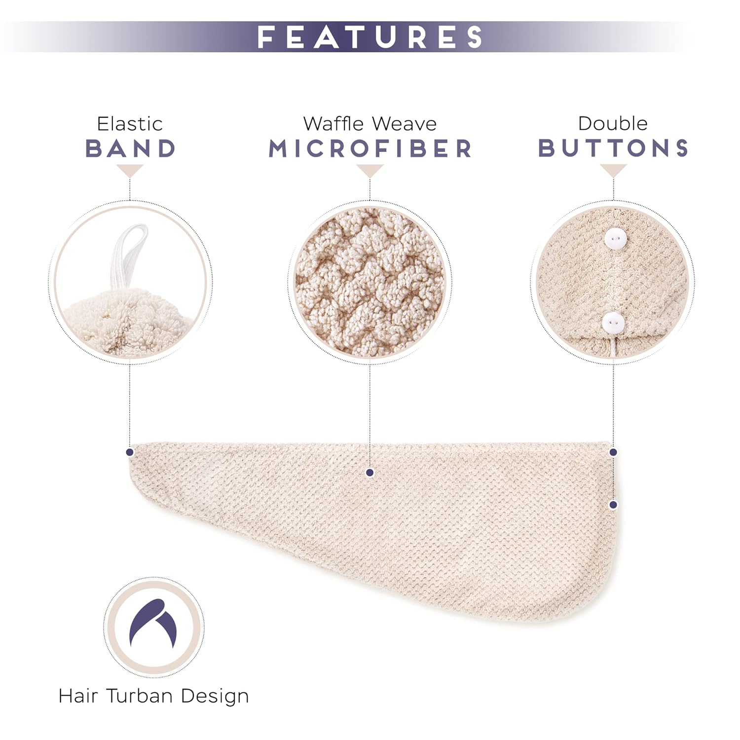 SimpleField 2 Pack Microfiber Hair Towel Wrap