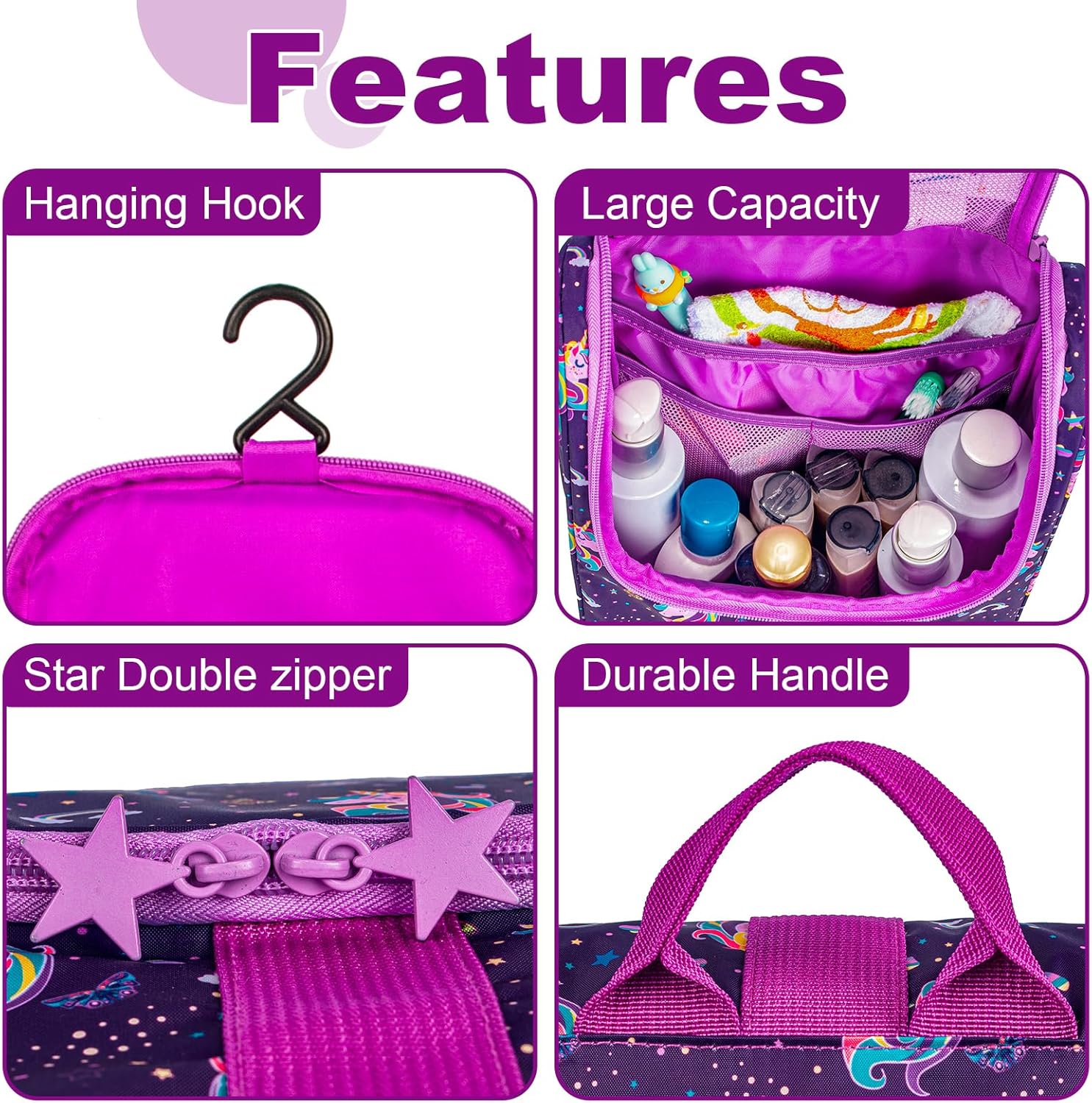 Cute Unicorn Hanging Kids Toiletry Bag 1