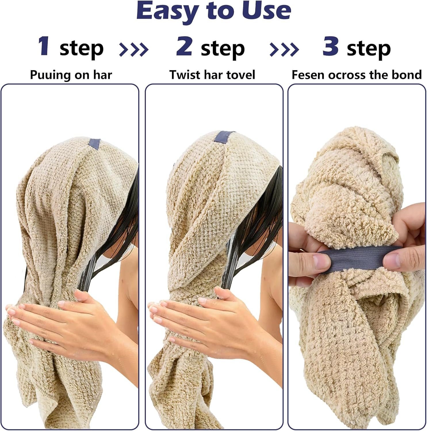 Puomue 2 Pack Microfiber Hair Towel Wrap - Soft Super Absorbent Fast Drying