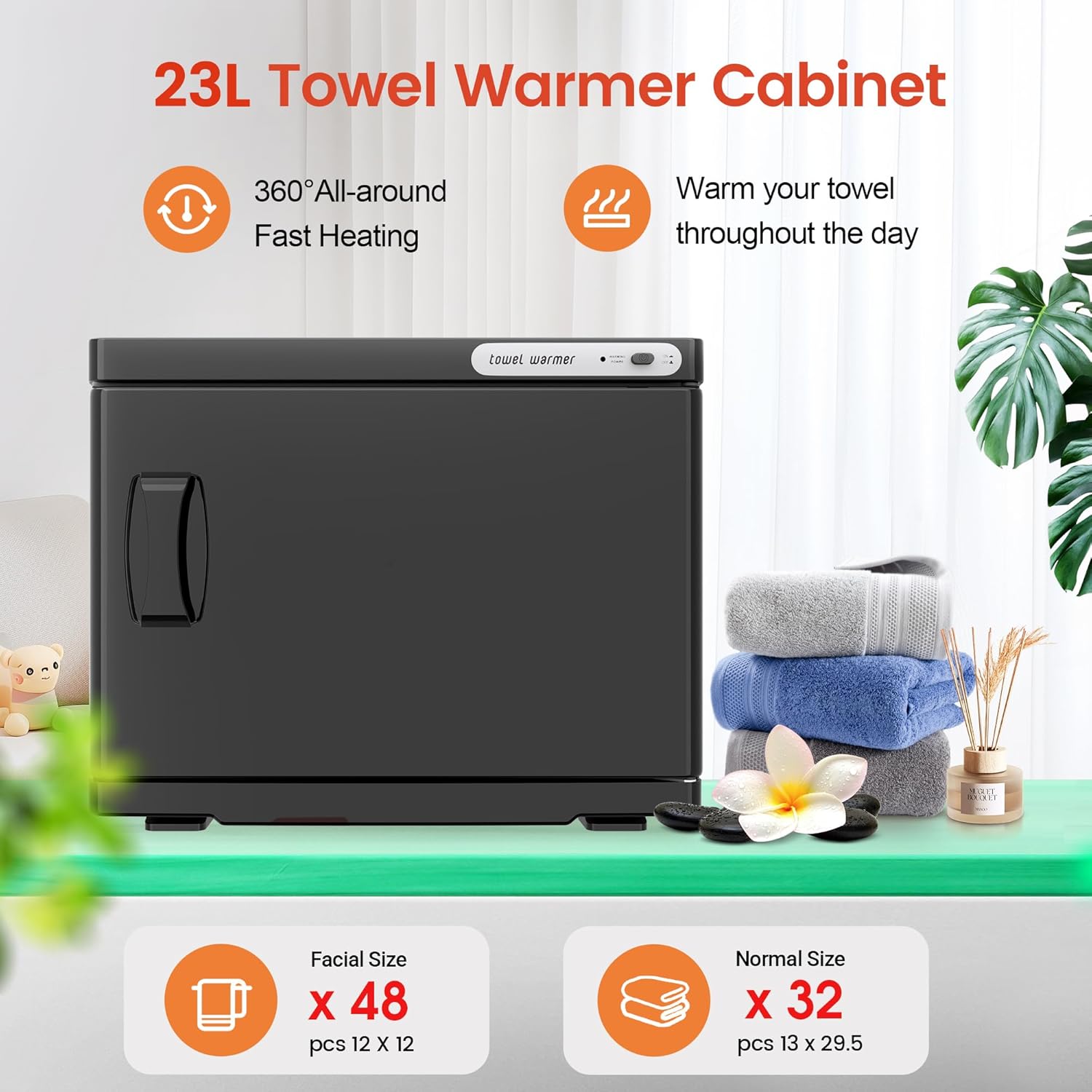 RyJaune 23L Towel Warmer Cabinet - Black 1