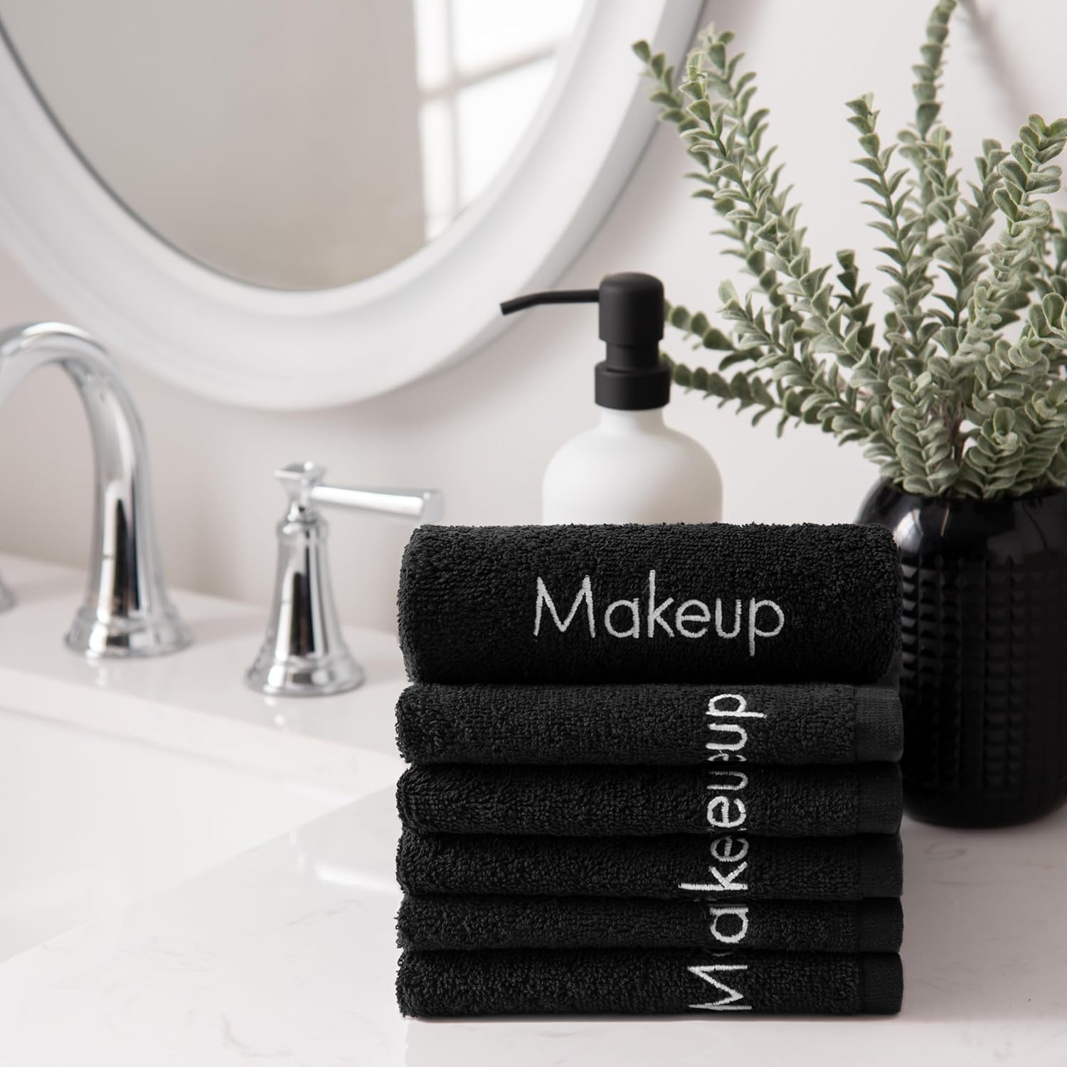 Arkwright Makeup Towels - Pack of 6 - 13x13 in Black