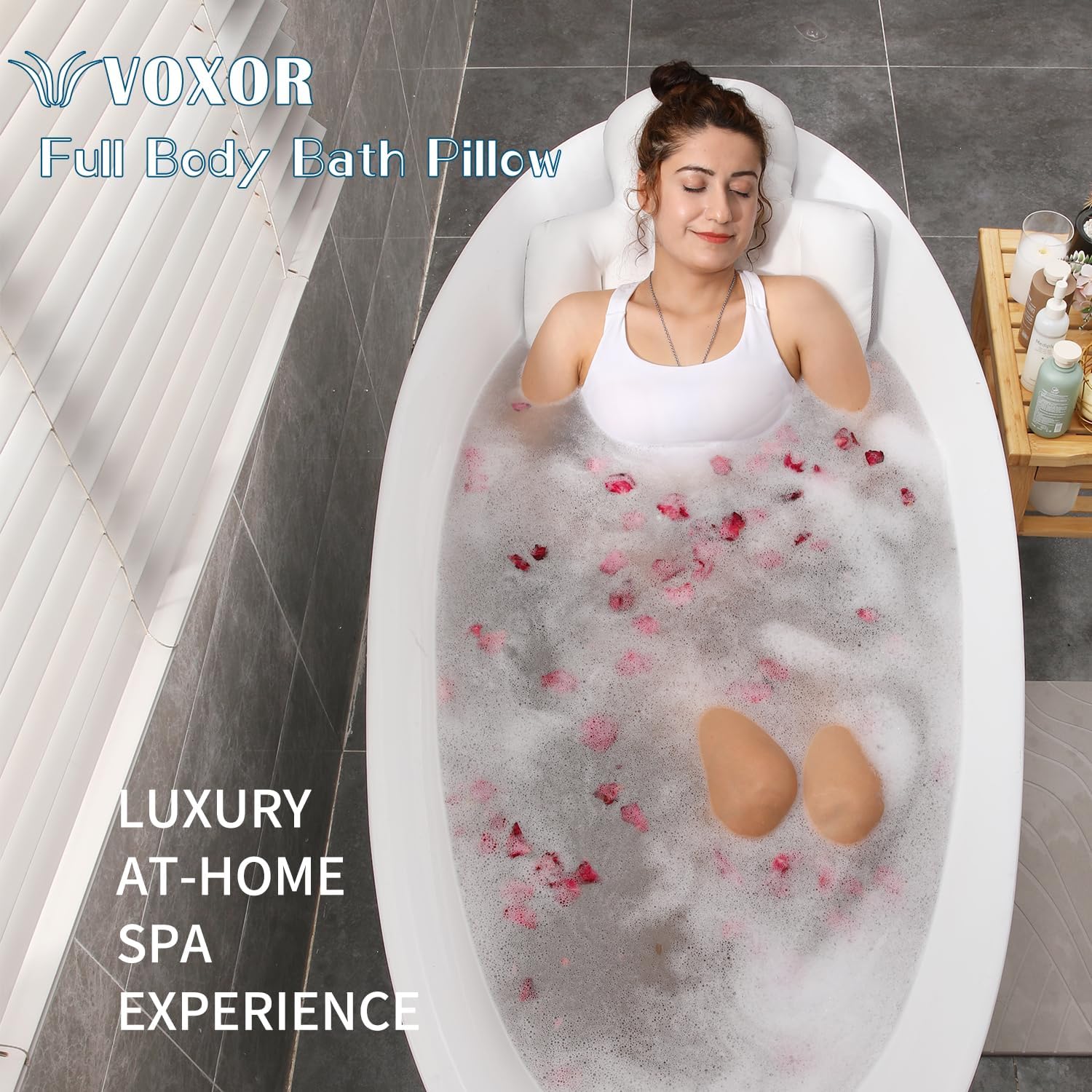 VOXOR Full Body Bath Pillow with Suction Cups