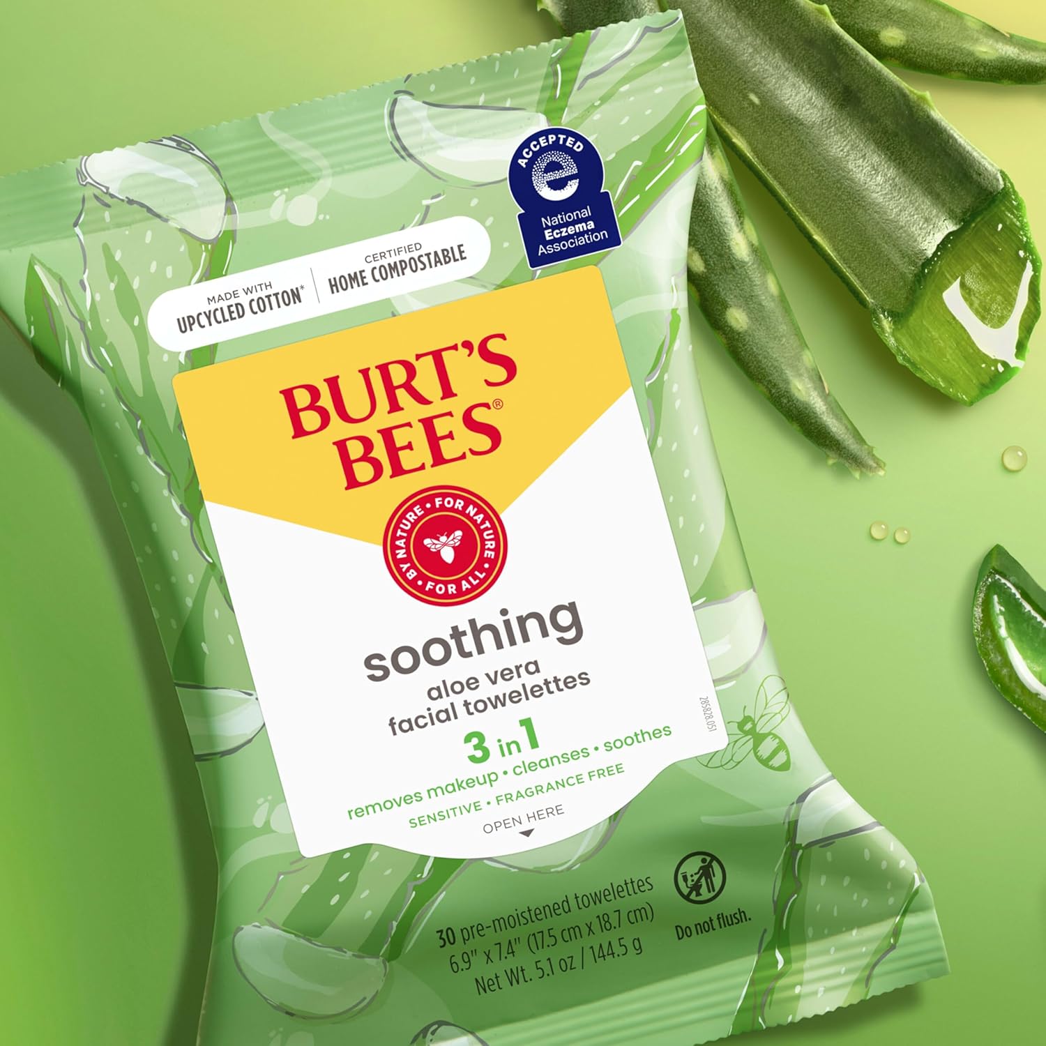Burts Bees Aloe Vera Face Wipes 30 Ct 3-Pack 1