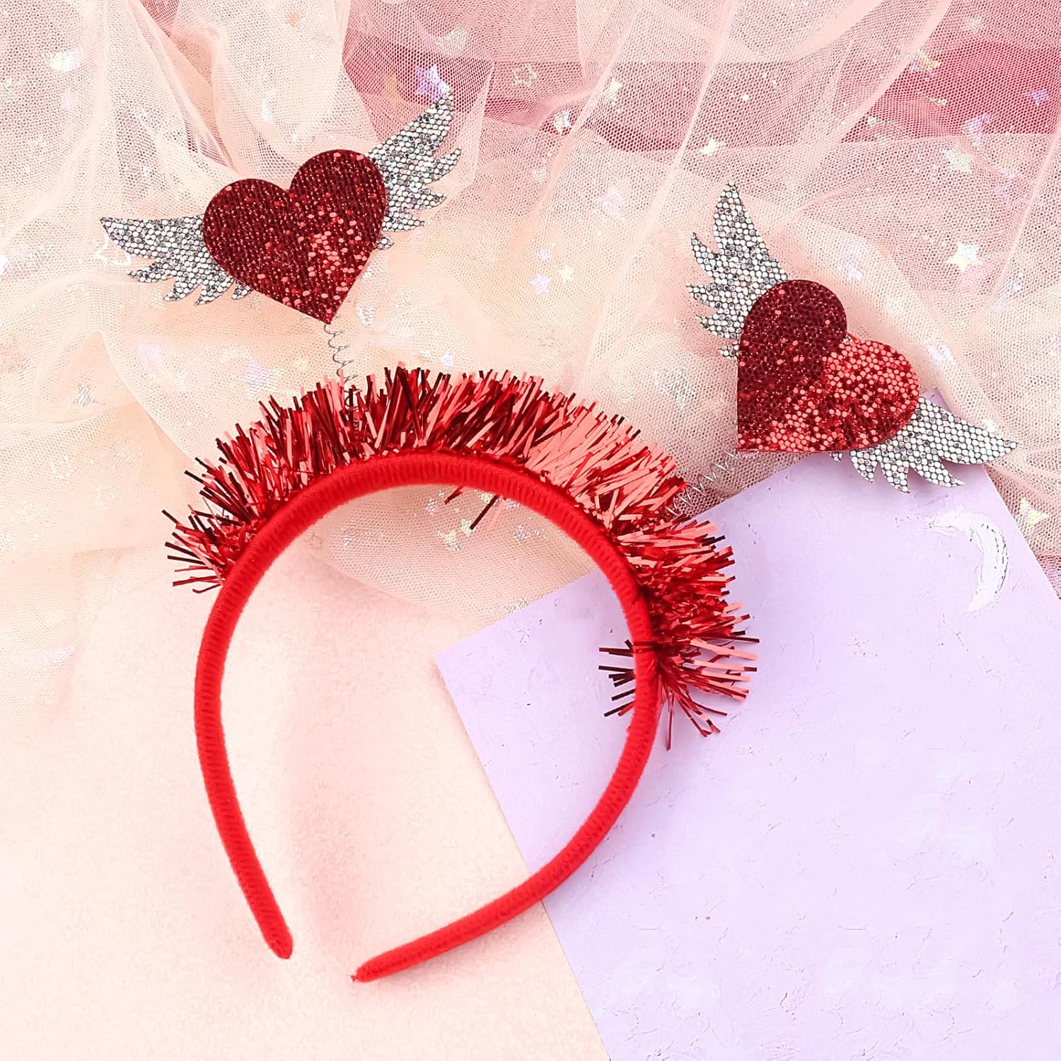 Doneace Valentines Heart Headband Red Love Hair Band