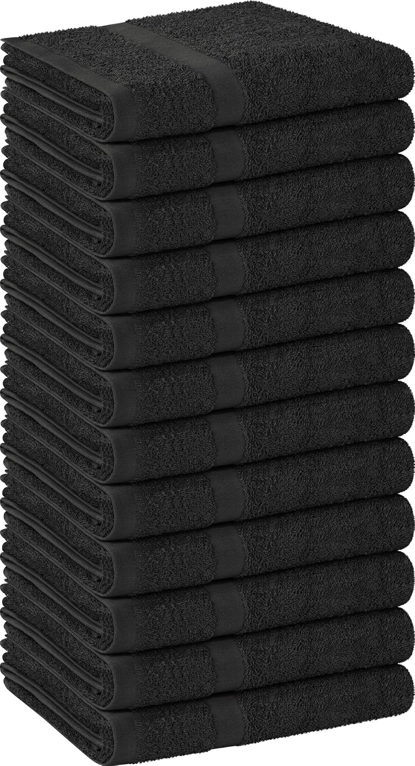 Utopia Towels - 12 Pack Salon Hair Drying Towels 16x27 Inches Black