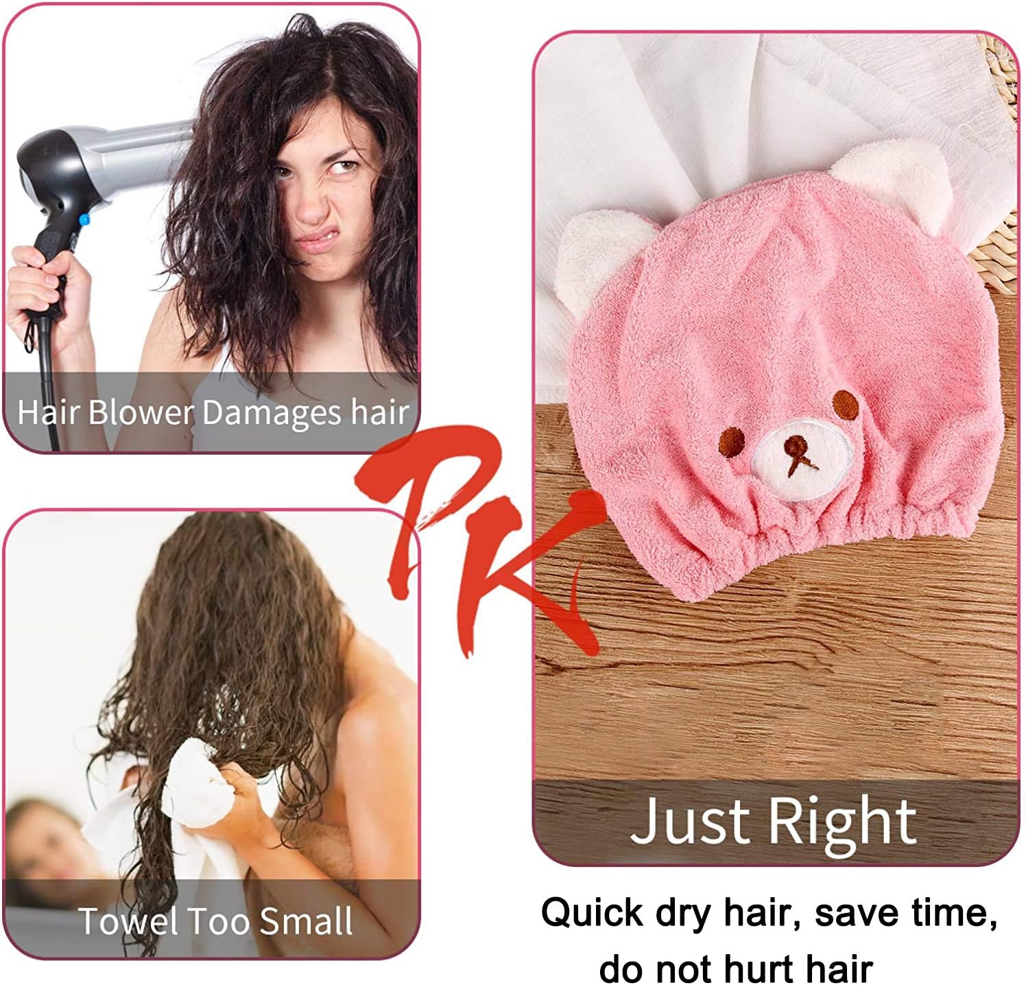 Lamoutor 3Pcs Hair Drying Towel for Kids