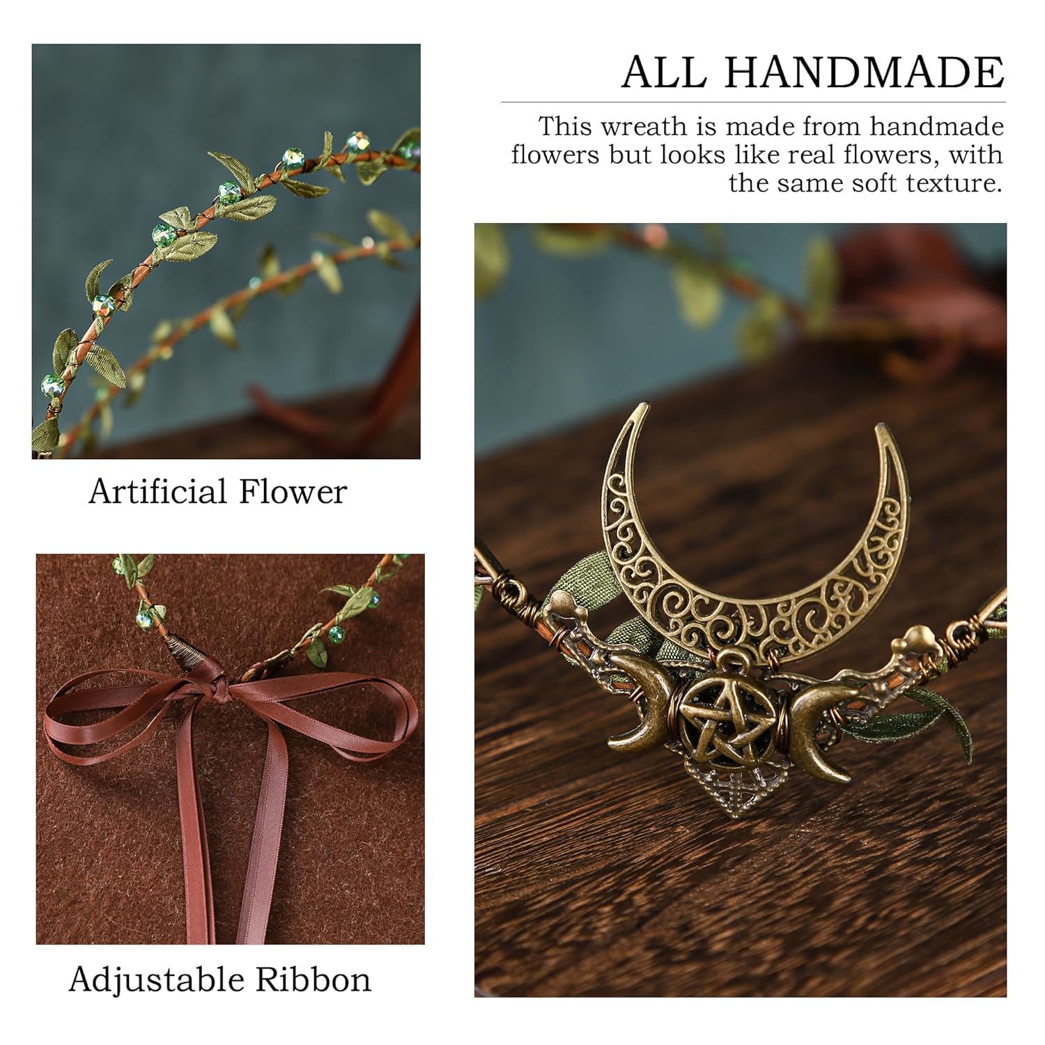 MOSTORY Handmade Moon Elf Crown for Women Girls