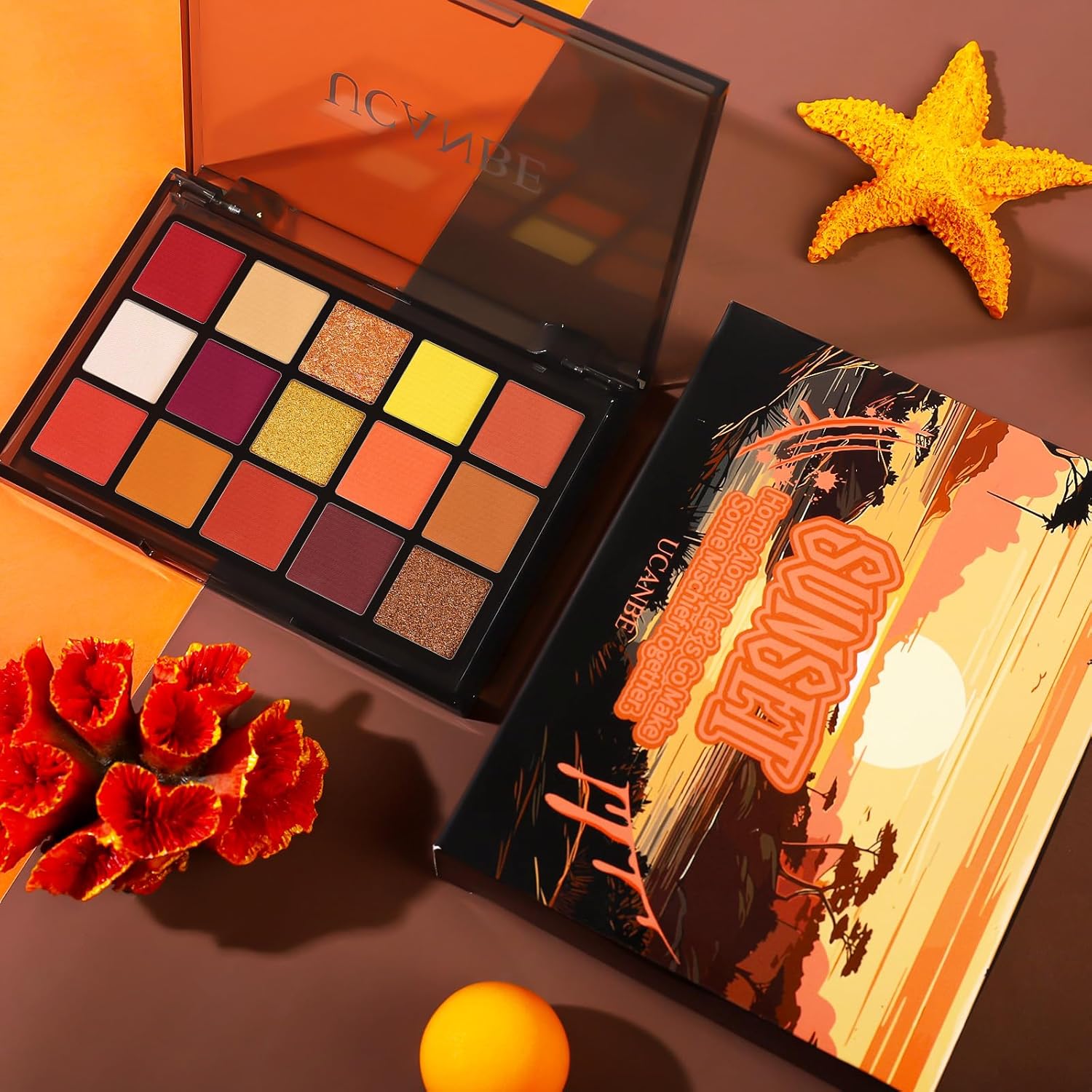 UCANBE Orange Eyeshadow Palette 15 Colors
