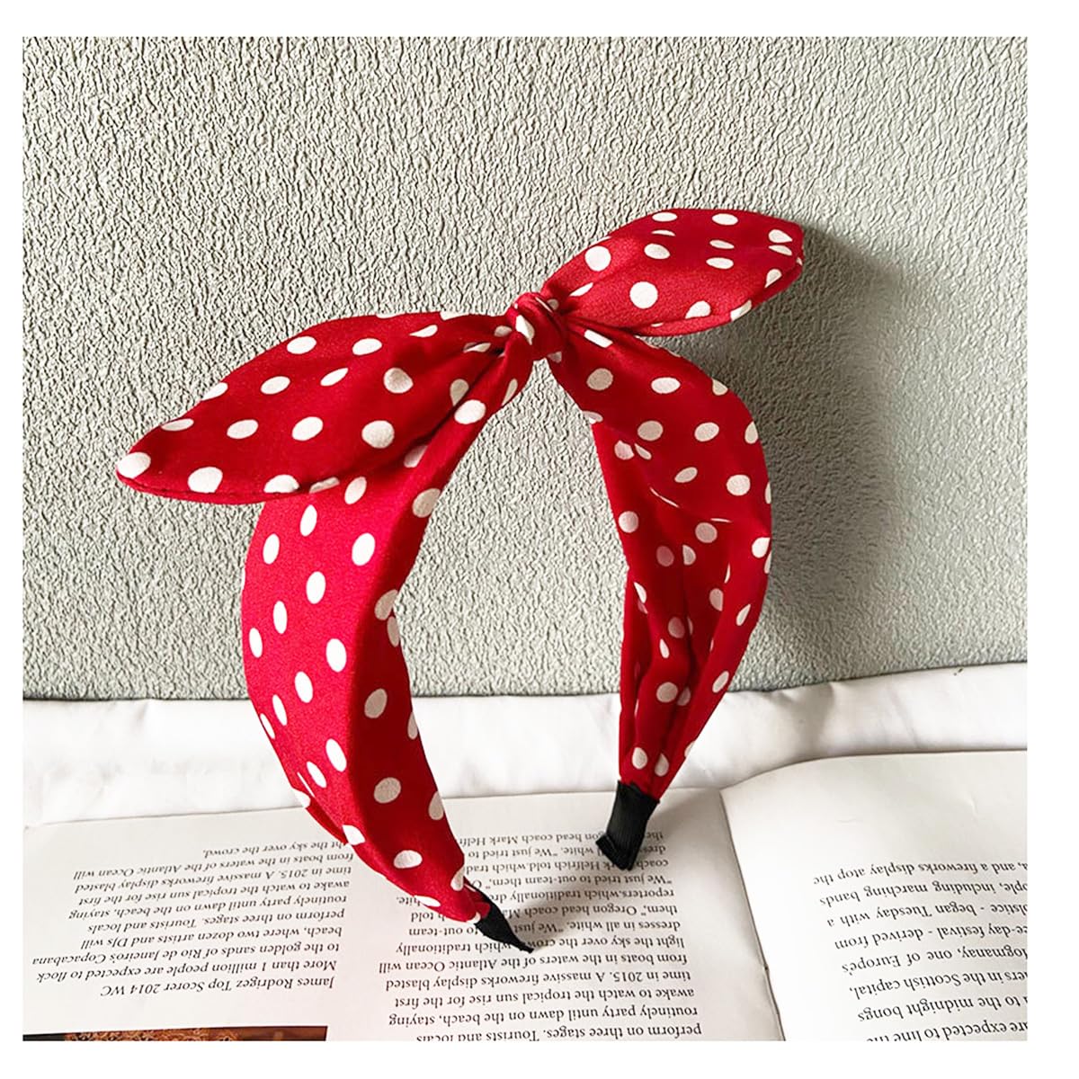 Deghew Red Polka Dot Bow Headband for Women and Girls