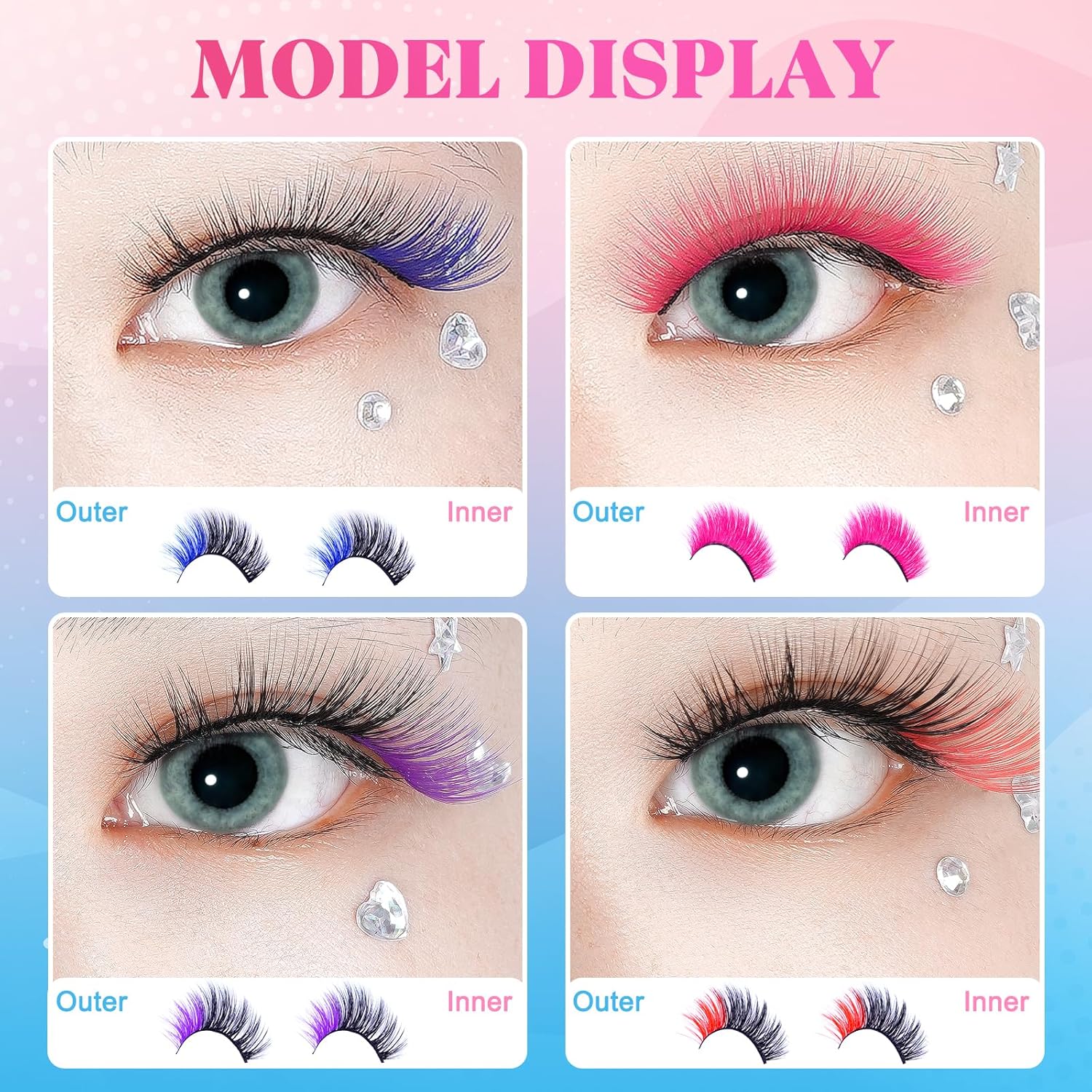 Halloween Colored Eyelashes 5 Pairs Faux Mink
