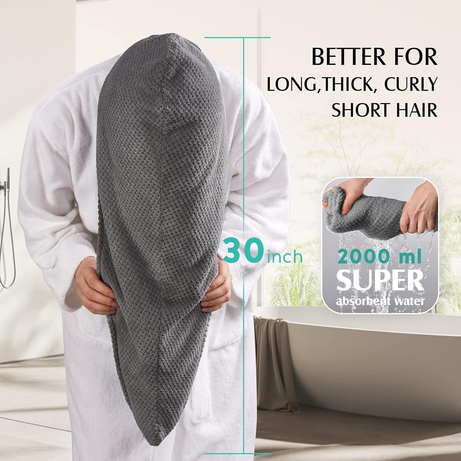 YFONG 3 Pack Large Microfiber Hair Towel Wrap 1