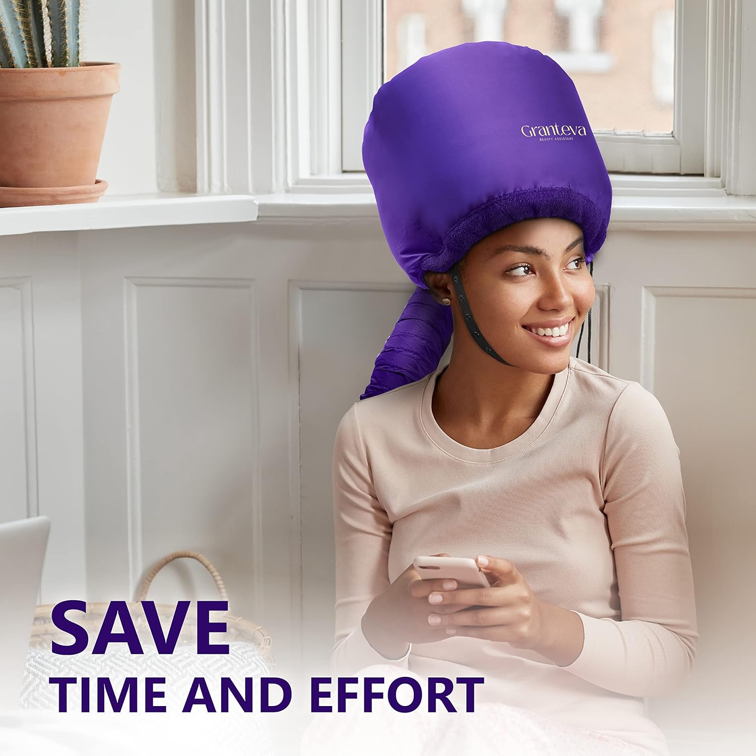 Granteva Bonnet Hair Dryer with Headband - Purple Large