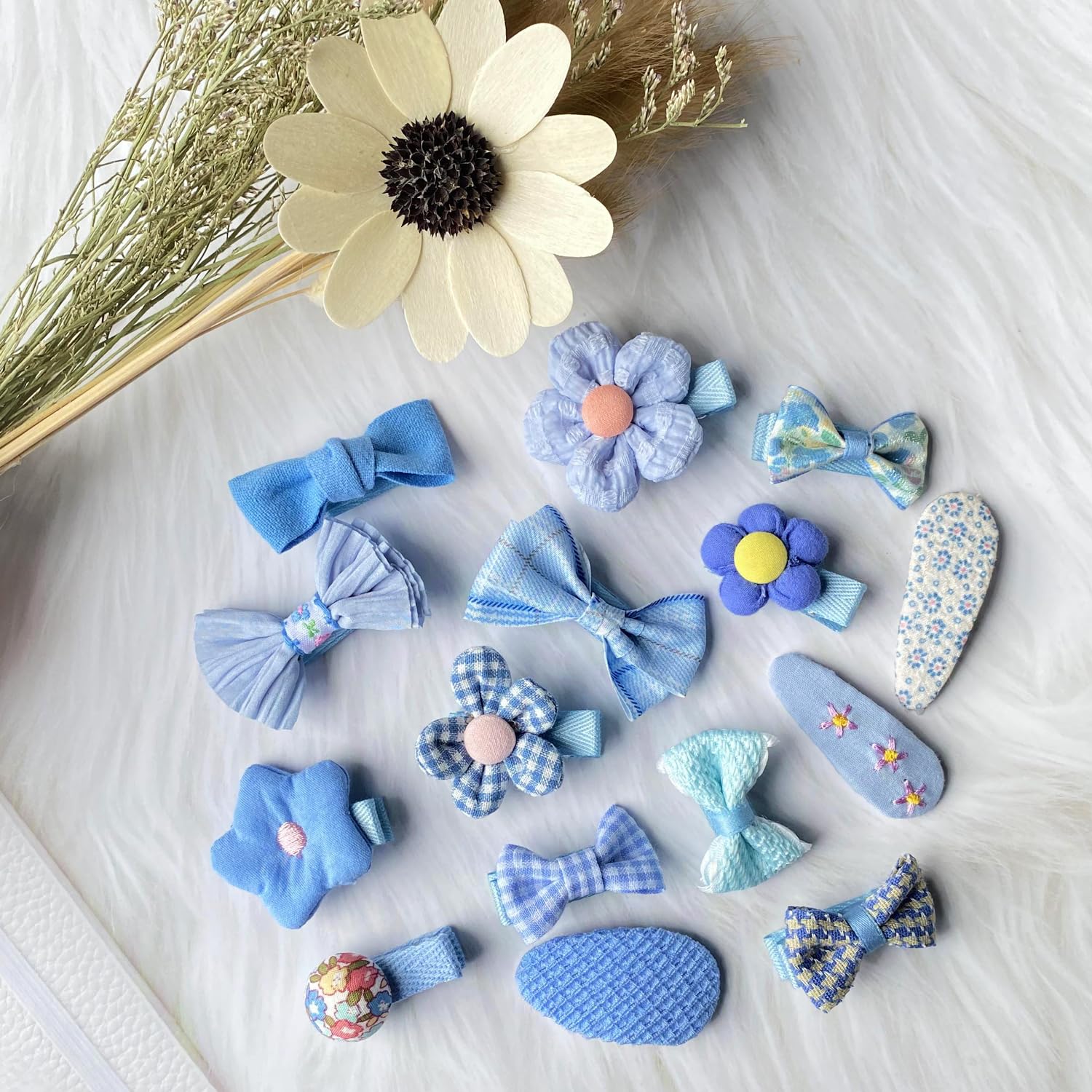15 Pcs Cute Bows Fabric Hair Clips for Girls and Women