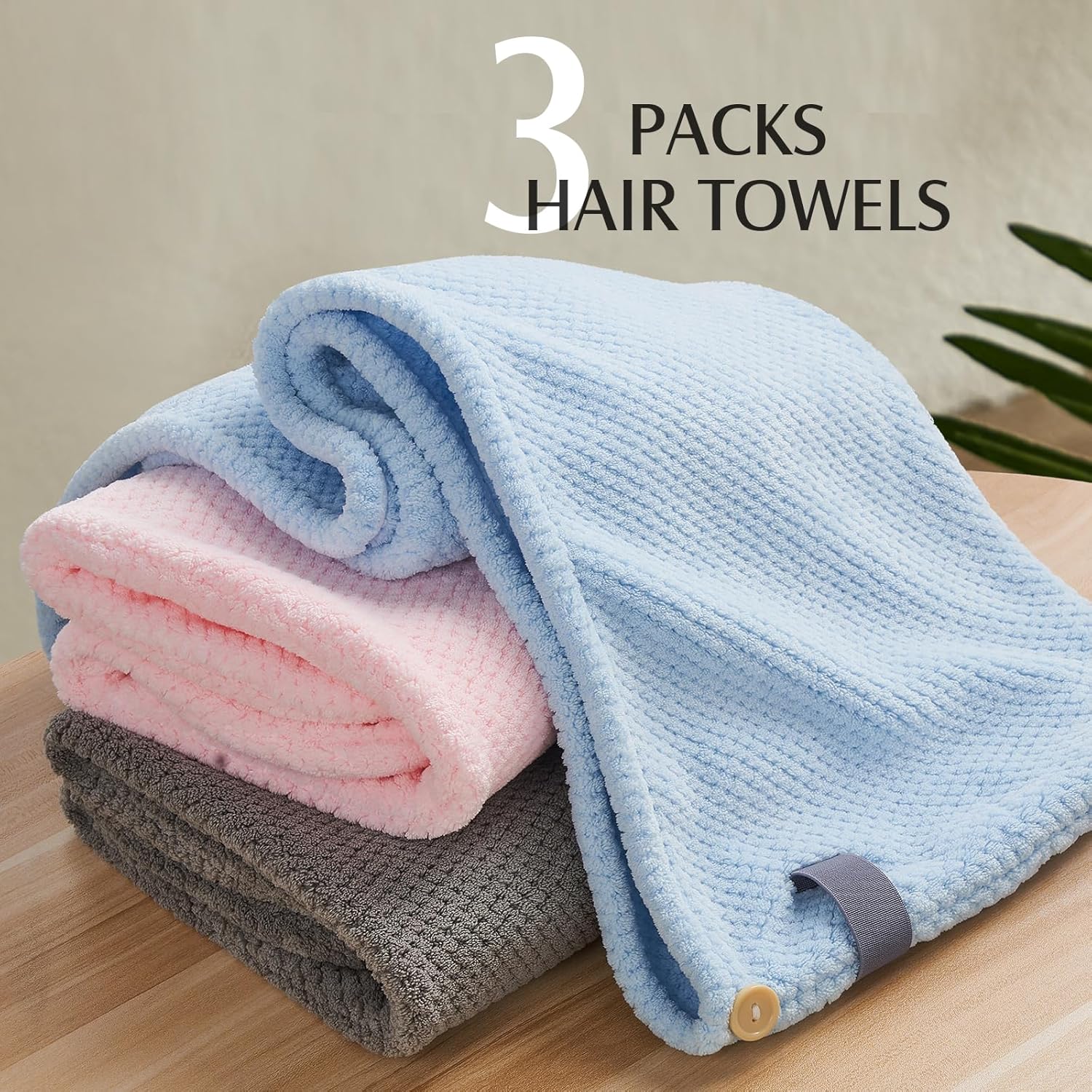 YFONG 3 Pack Microfiber Hair Towel Wrap
