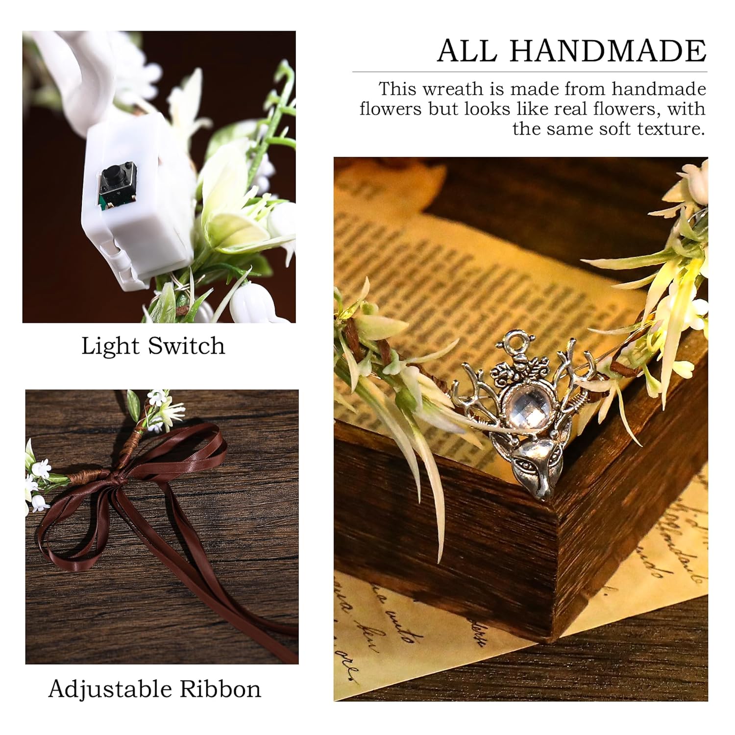 MOSTORY Light Up Antler Crown for Women