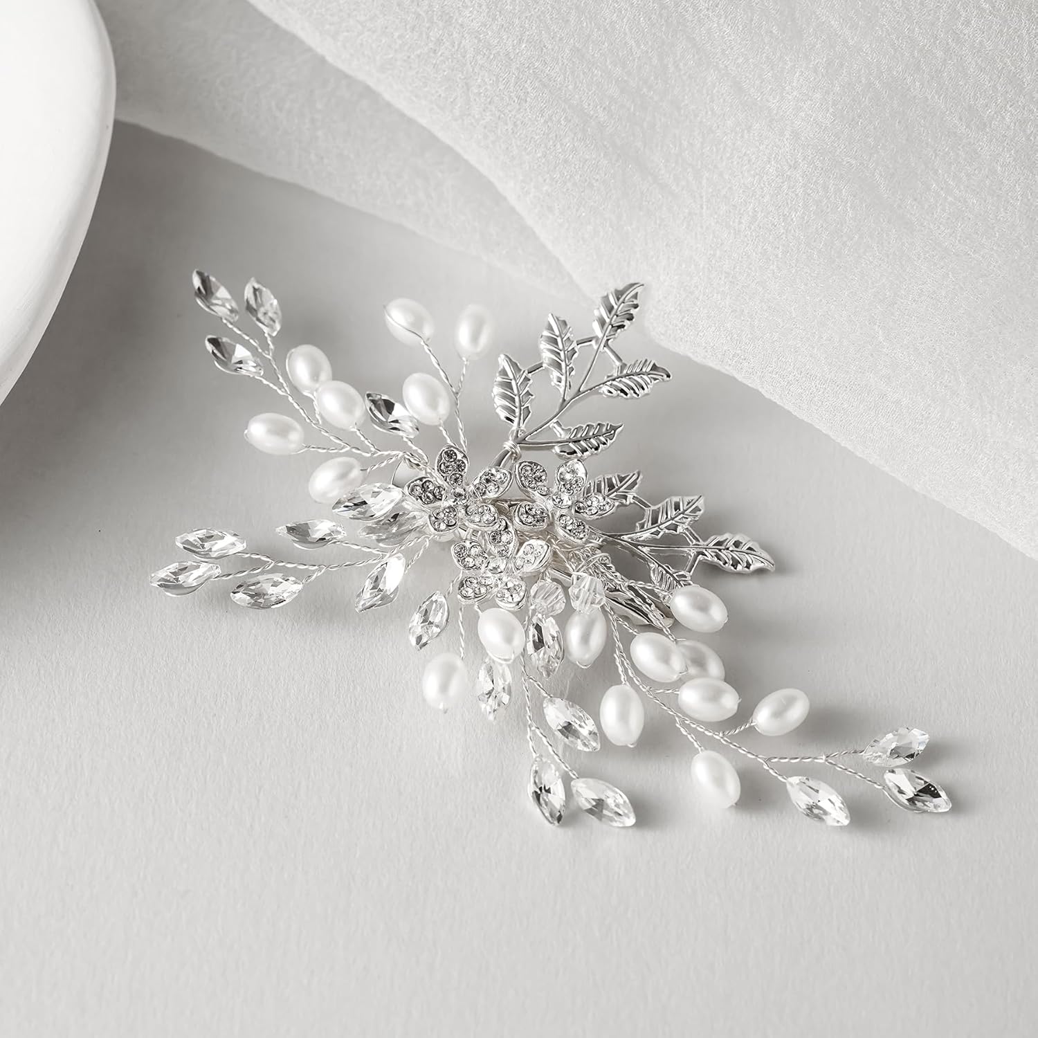 SWEETV Rhinestone Wedding Hair Clip for Women Girls