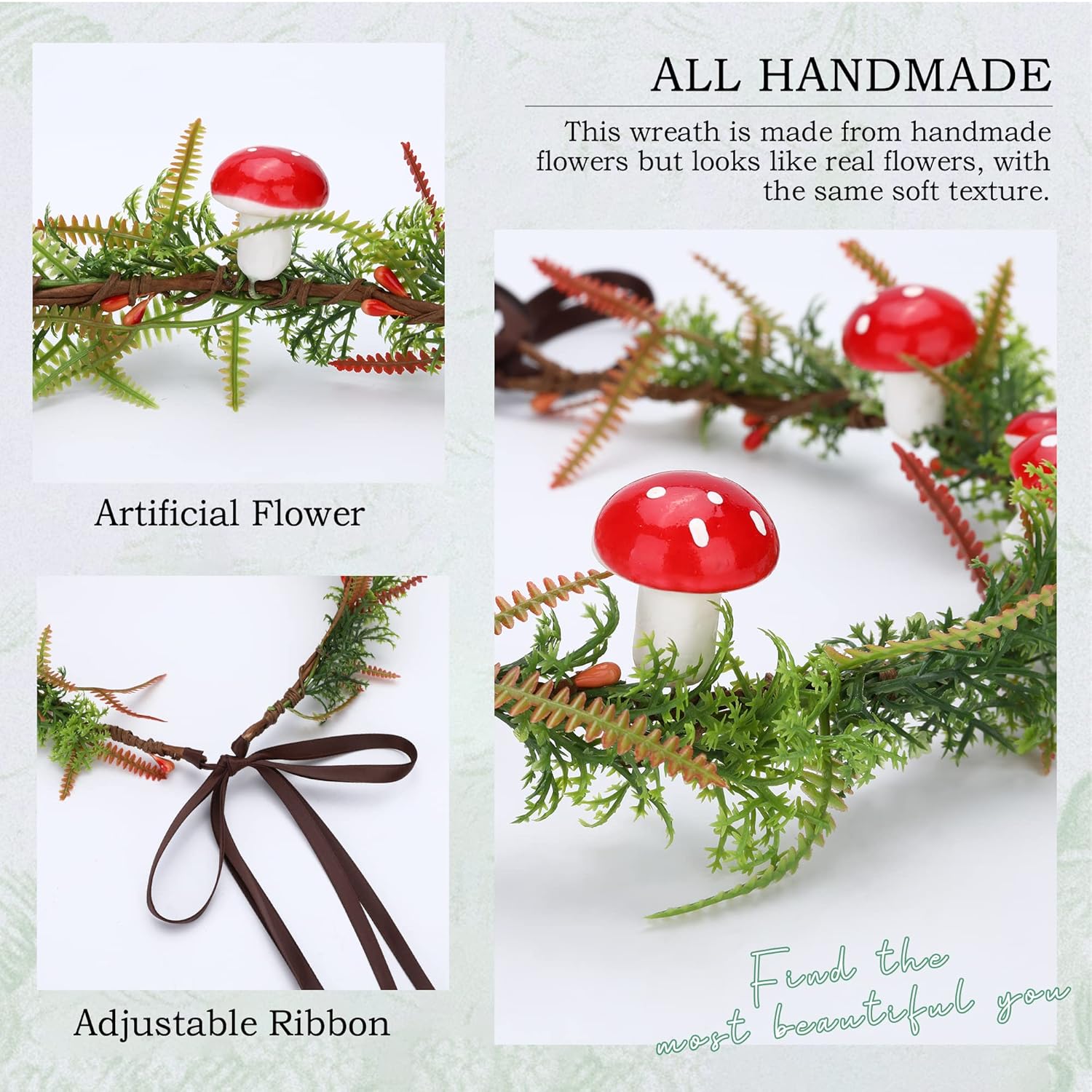 MOSTORY Green Elf Mushroom Crown Headband for Women Girls