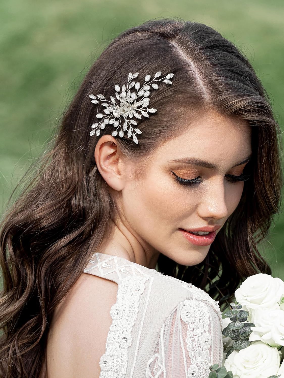 SWEETV Rhinestone Wedding Hair Clip for Women Girls