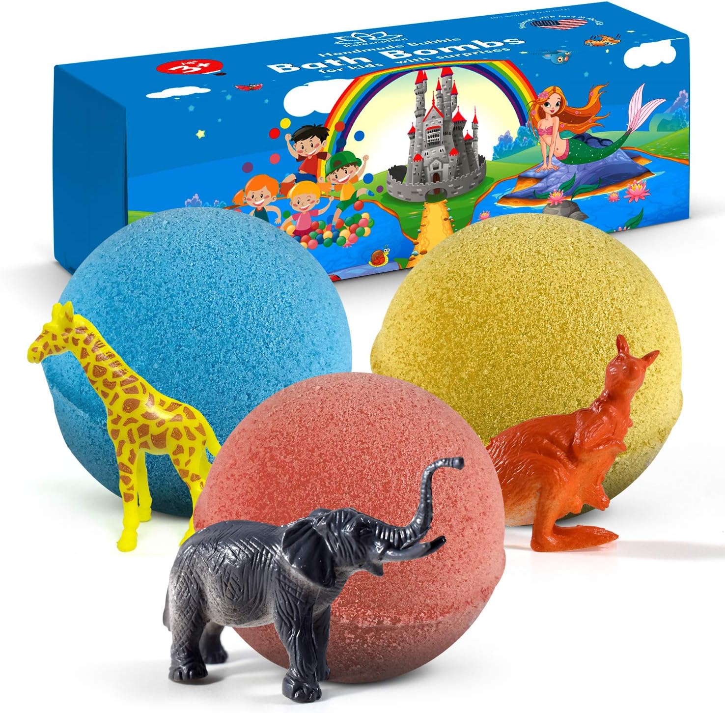 3 Wild Animal Bath Bombs for Kids Natural Safe