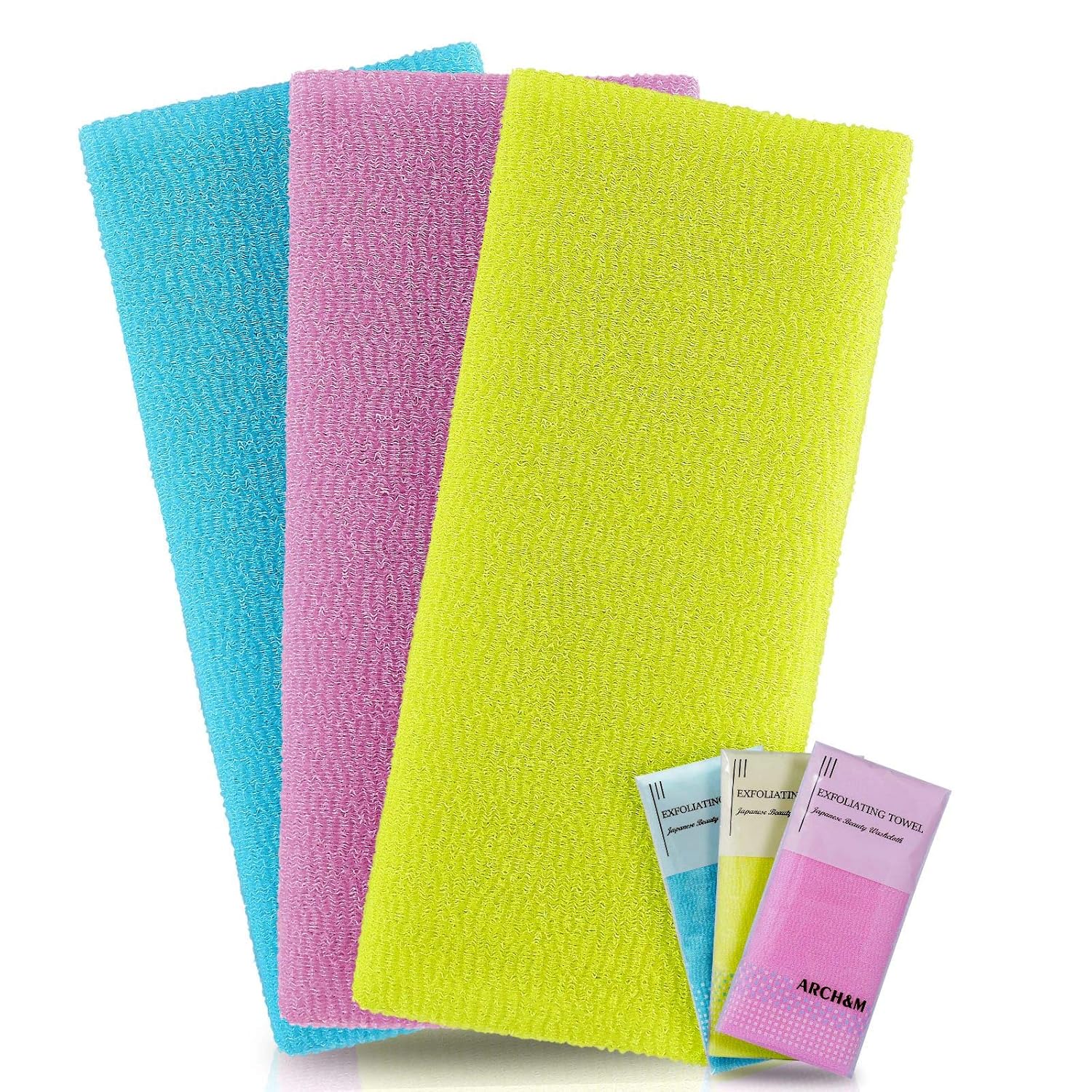 ARCHM 12-Pack Exfoliating Washcloth for Back Scrubbing