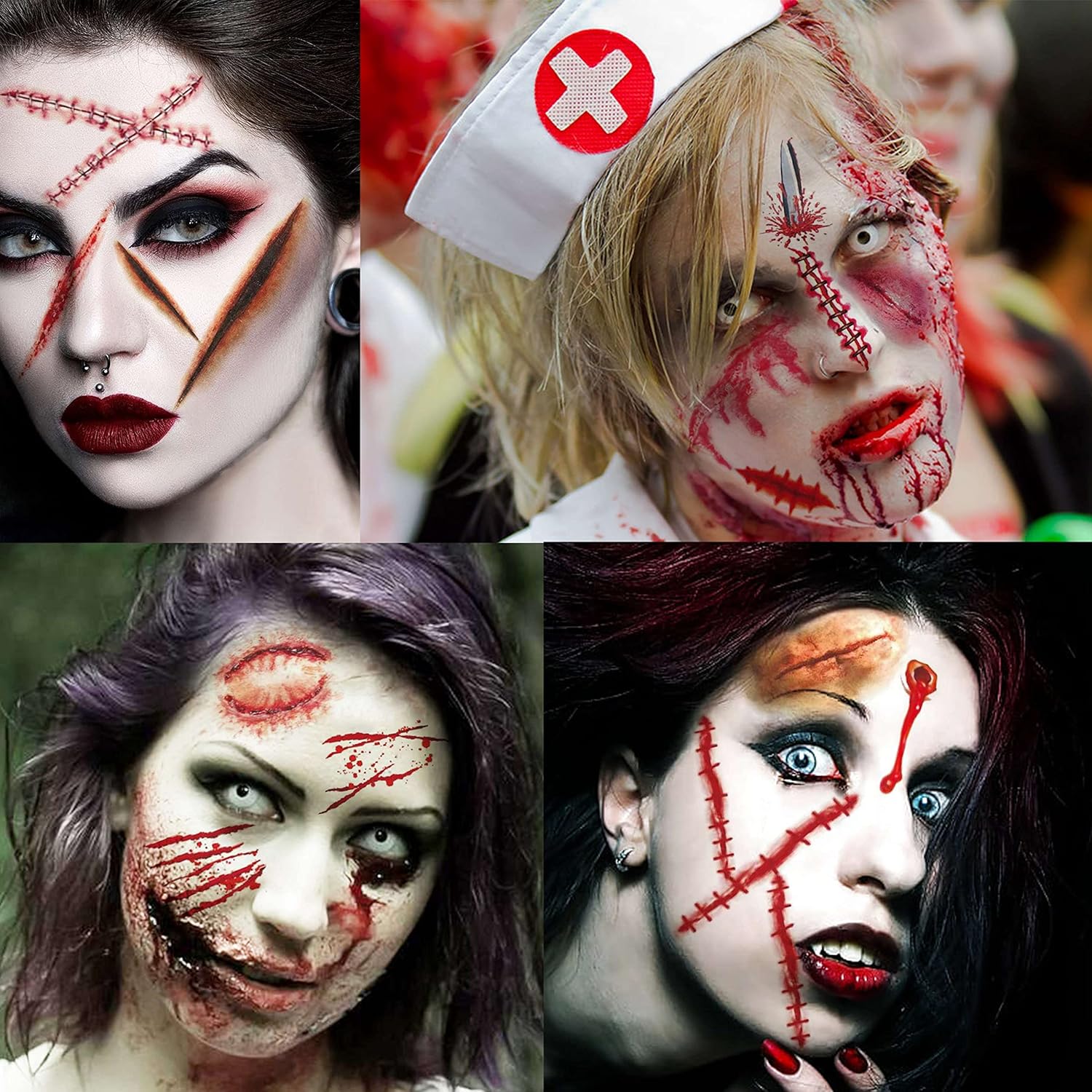 VANTATY 215 PCS 30 Sheets 3D Fake Scars Temporary Halloween Makeup Kit