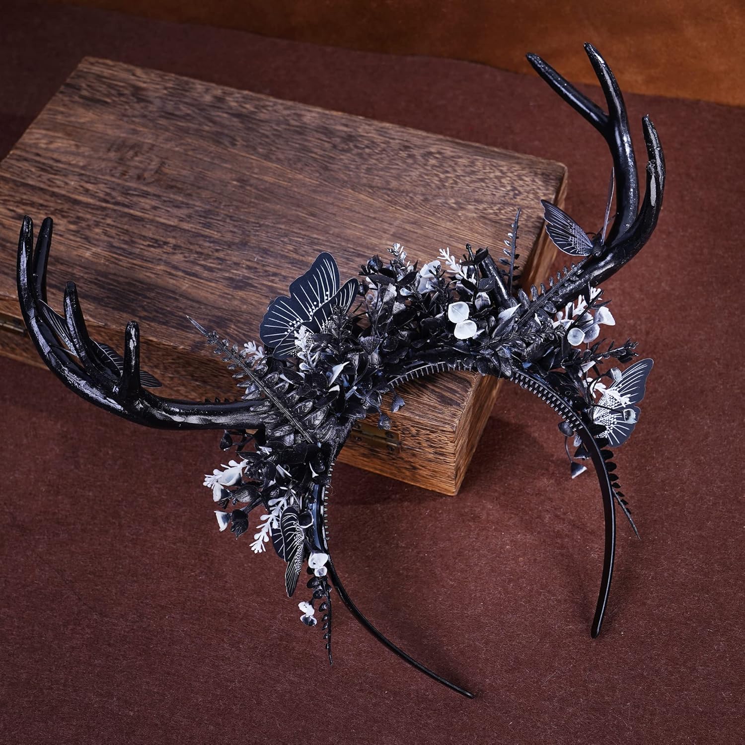 MOSTORY Gothic Black Deer Antlers Headband for Women Girls
