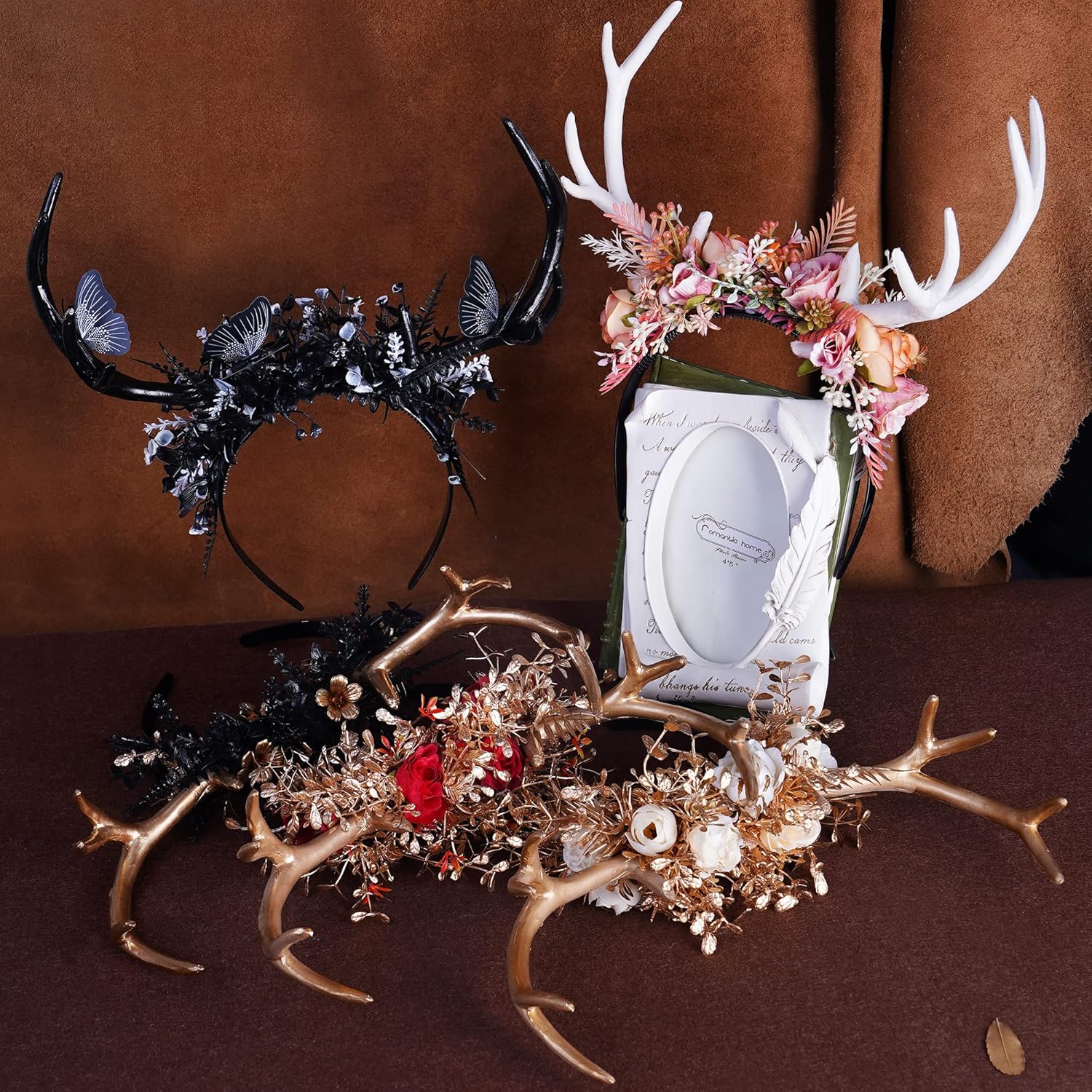MOSTORY Gothic Black Deer Antlers Headband for Women Girls