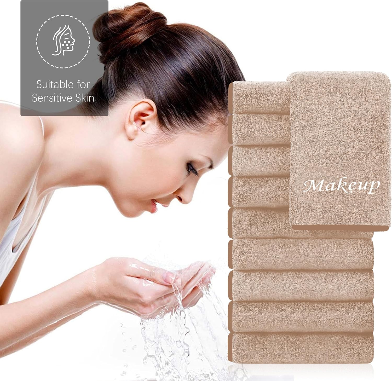 Cosy Family 10 Pack Makeup Remover Cloths - Soft Microfiber 12x12 in Brown