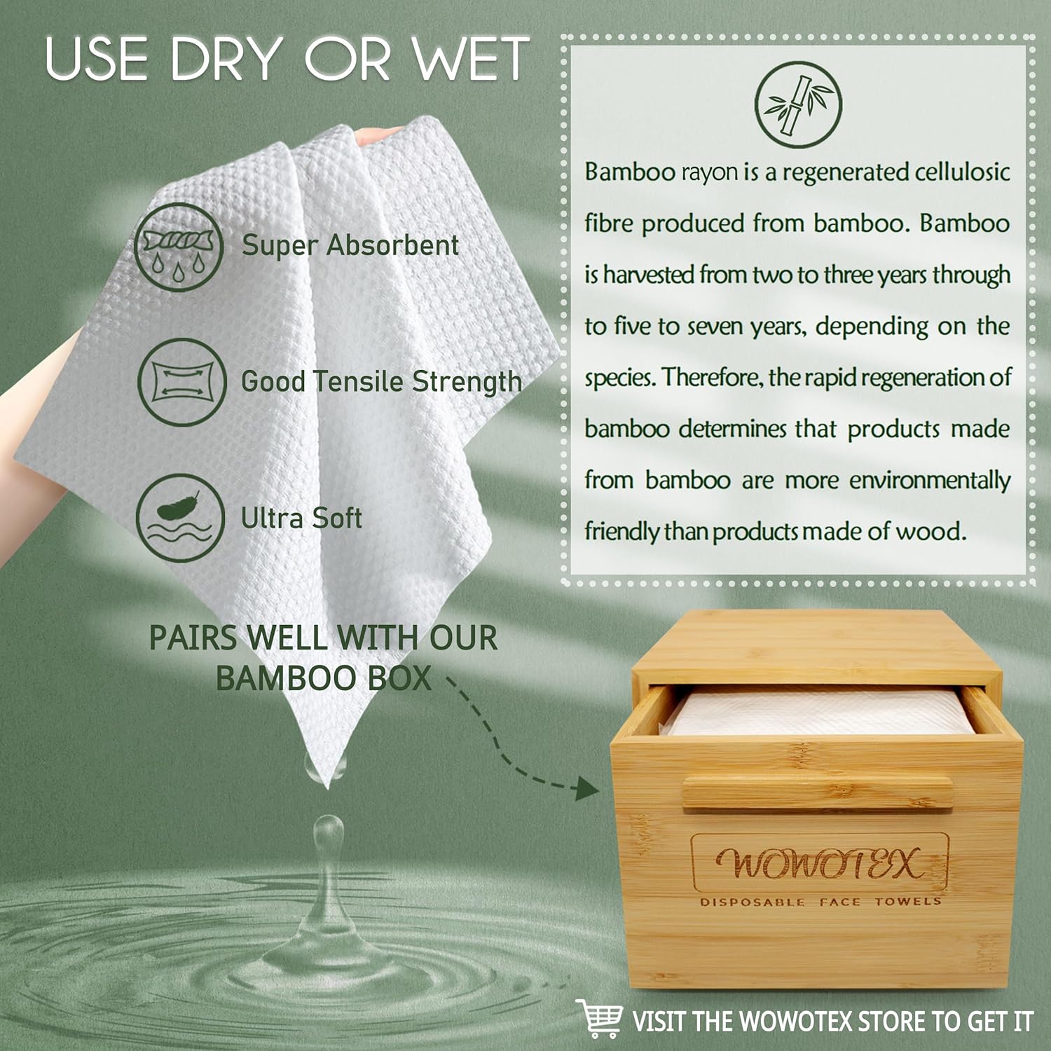 WOWOTEX Biodegradable Face Towels 1012 120 Count2 Box