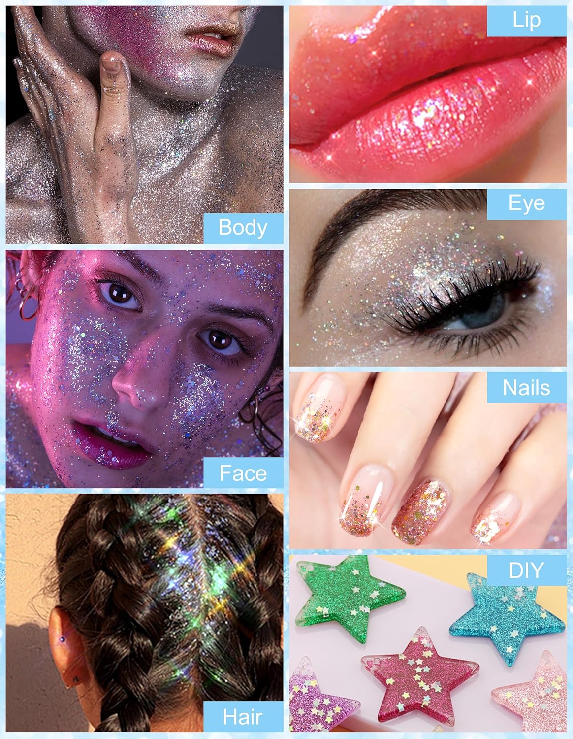 Holographic Body Glitter Gel for Face Hair Lips 1