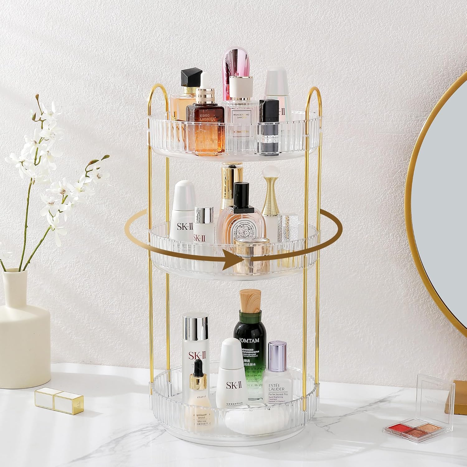 Aveniee 3 Tier Rotating Makeup Organizer White