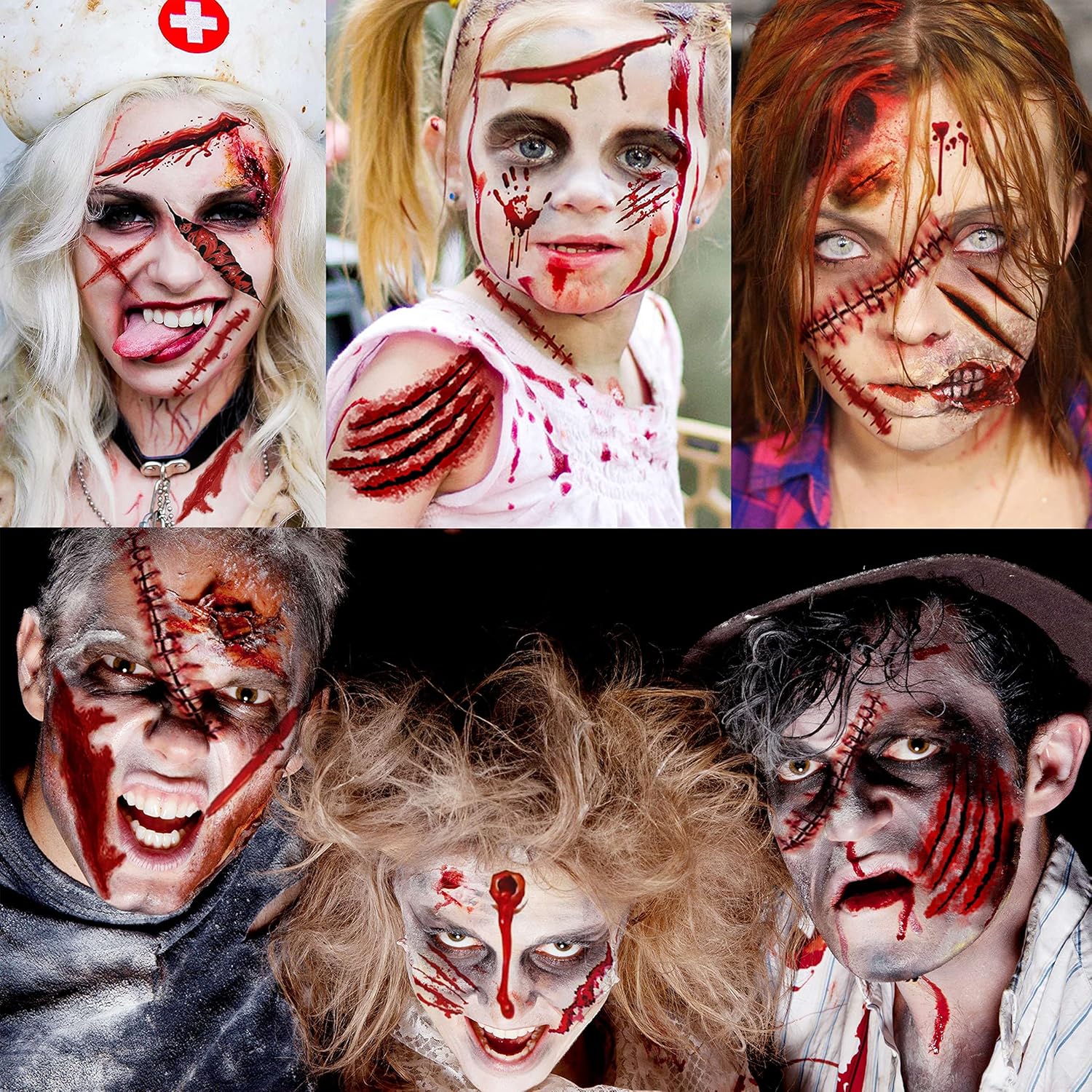 VANTATY 215 PCS 30 Sheets 3D Fake Scars Temporary Halloween Makeup Kit