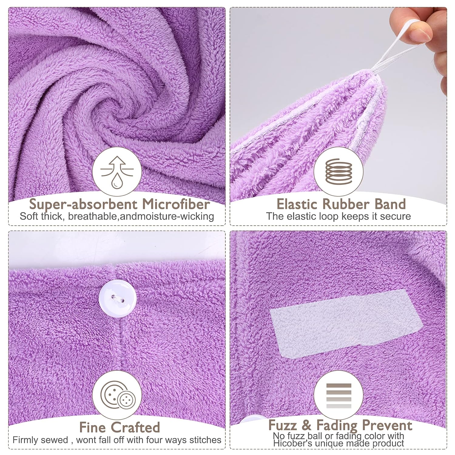 BEoffer Microfiber Hair Towel 3 Pack - Turbans for Women Men Kids