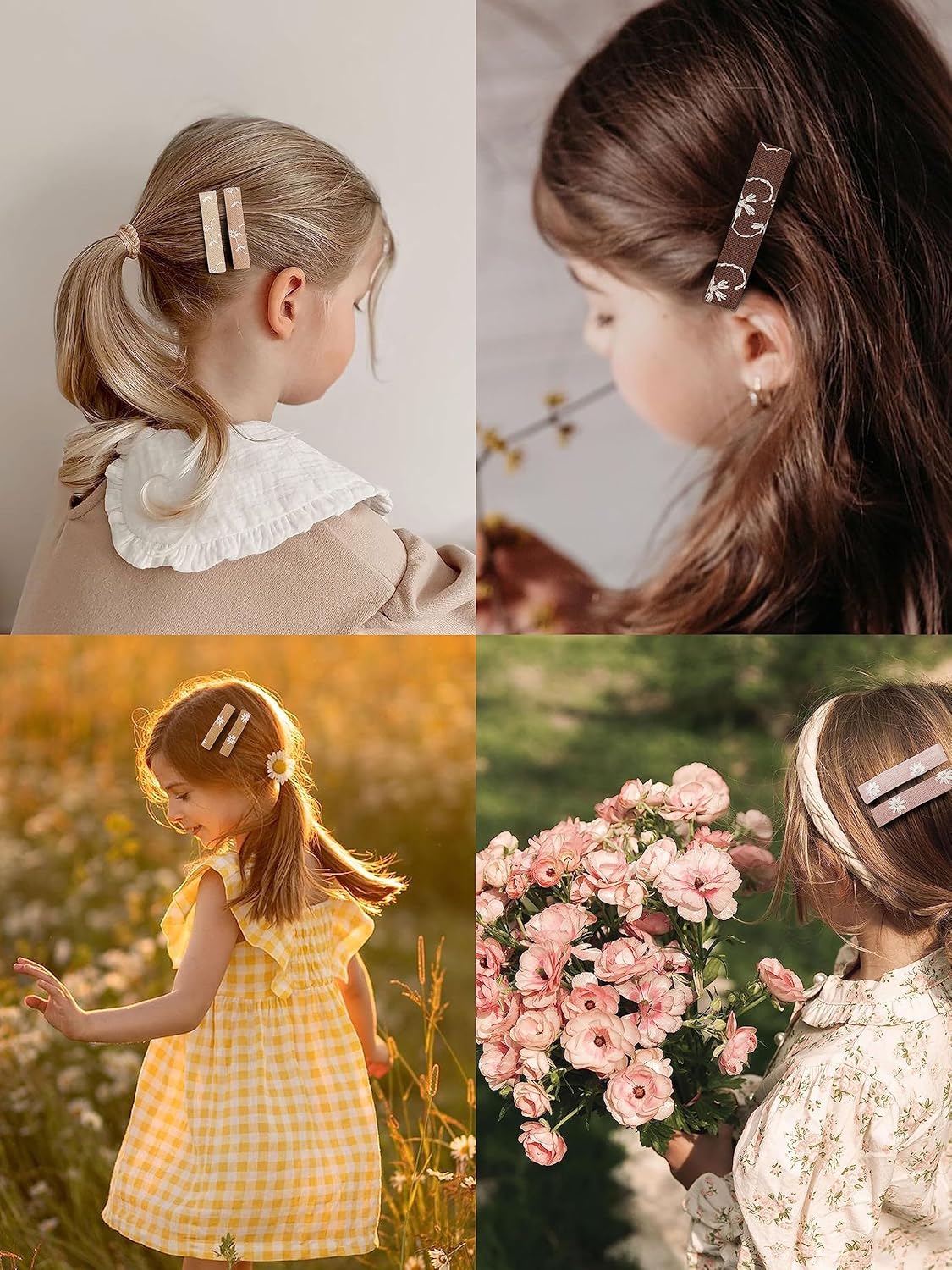 20pcs Alligator Hair Clips with Flower Embroidery for Girls and Women